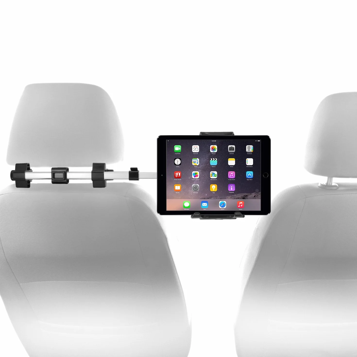 Macally HRMOUNTPRO Statyw na Fotele Samochodowe do Urządzeń Apple iPad Pro/Air/Mini/Tablety/Nintendo Switch/iPhony oraz Smartfony od 4,5 do 10 cala, Czarny
