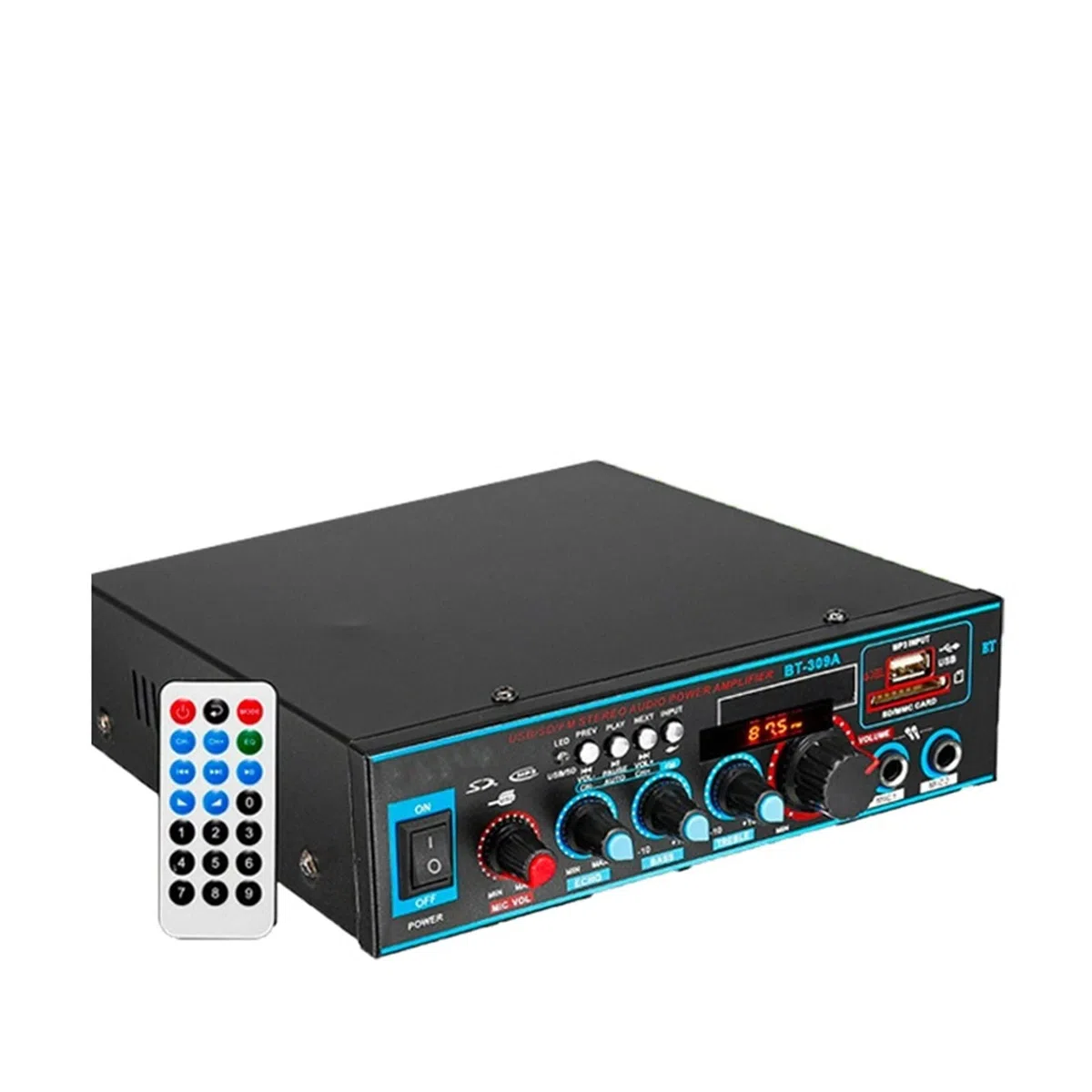 Wzmacniacz, 12V 800W wzmacniacz 5.0 do głośników 2.0 kanałowy samochodowy sprzęt audio wzmacniacz basowy odtwarzacz muzyczny HIFI AUX FM SD z pilotem