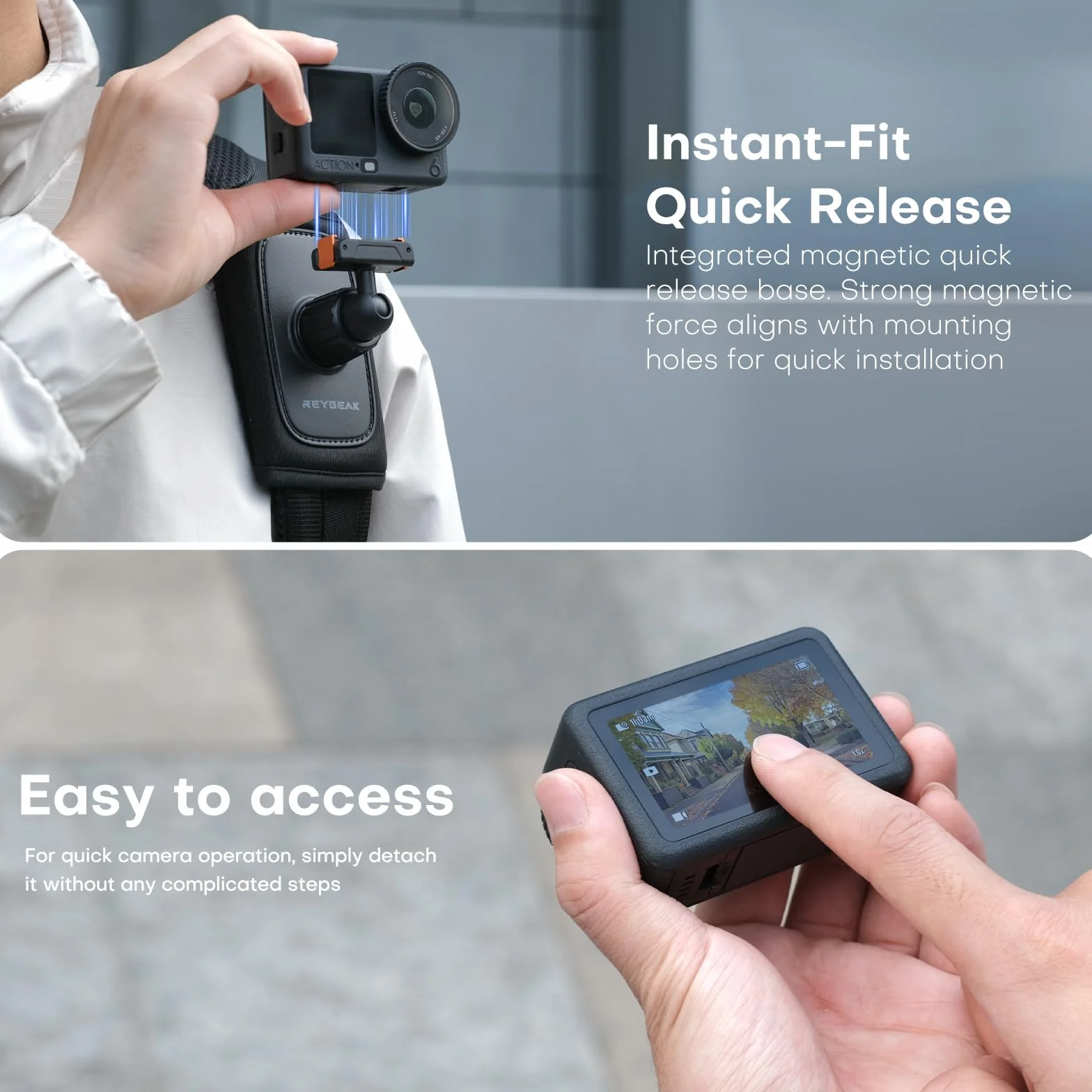 REYGEAK Uchwyt na ramię do plecaka DJI OSMO Action 6/OSMO Nano, z regulowaną wyściółką na ramię, systemem mocowania paska (do Action 6/Nano)