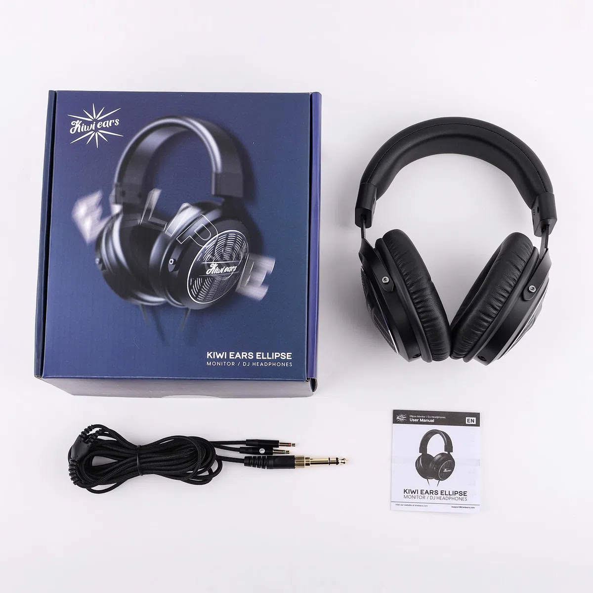 Linsoul Kiwi Ears Ellipse – studyjne słuchawki nauszne z dynamicznym przetwornikiem, przewodowe słuchawki stereo Hi-Fi do gier, konstrukcja otwarta, z odłączanym kablem, dla muzyków i audiofilów