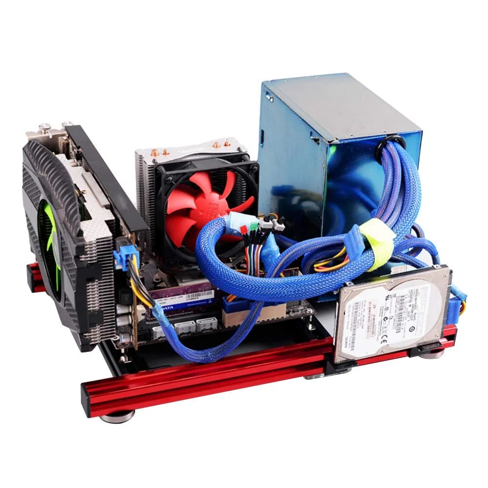 Obudowa komputera ATX Mini Tower, obudowa komputera PC DIY płyta główna M-ATX 4 * czarne wsporniki, 2 * czerwone wsporniki, 1 pudełko narzędzi, 1 pudełko śrub Obudowa komputera do gier