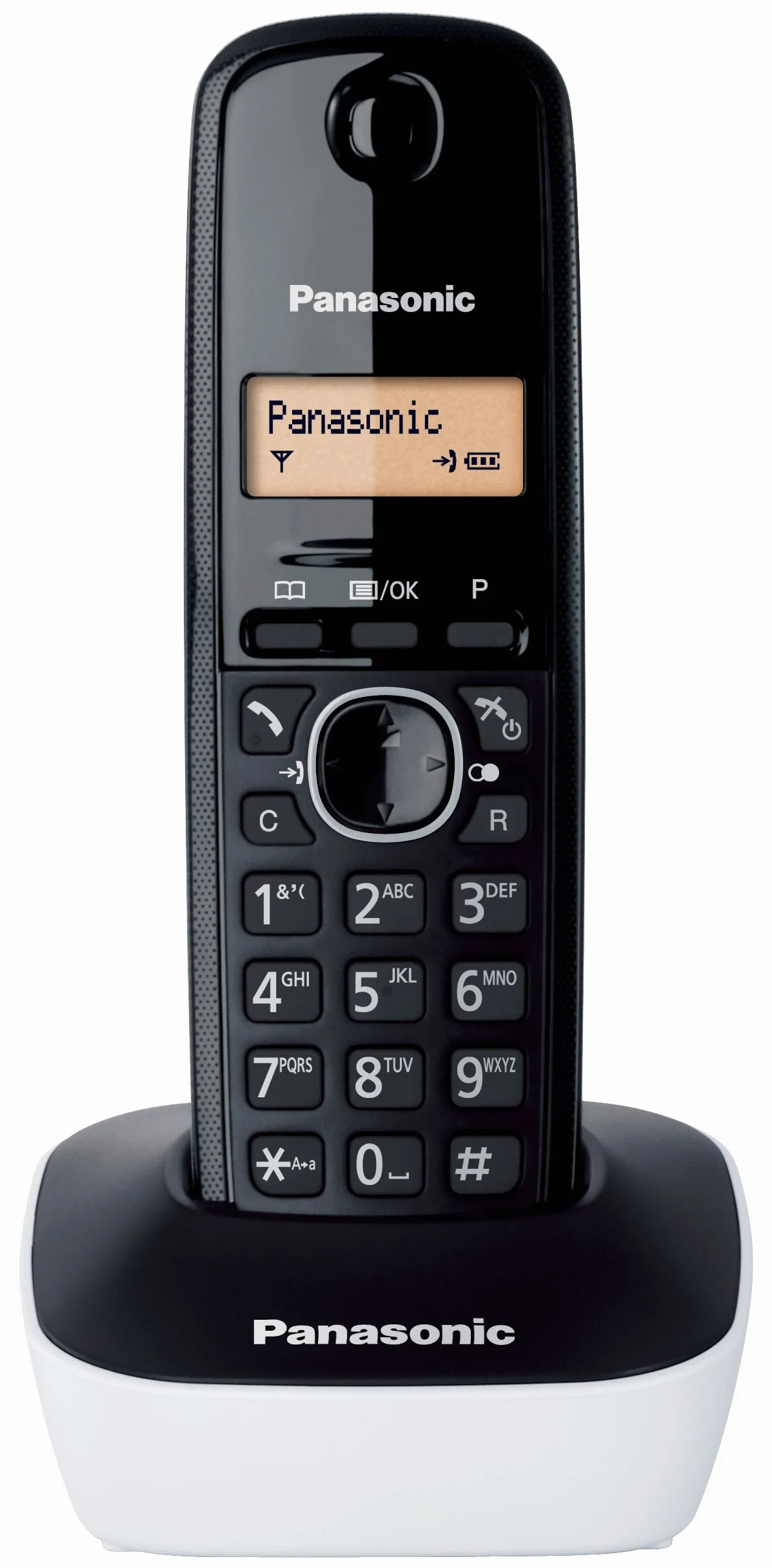 Panasonic KX-TG1611JTW cyfrowy telefon bezprzewodowy, pojedyncza jednostka bazowa i odbiornik, identyfikator dzwoniącego, wyświetlacz LCD