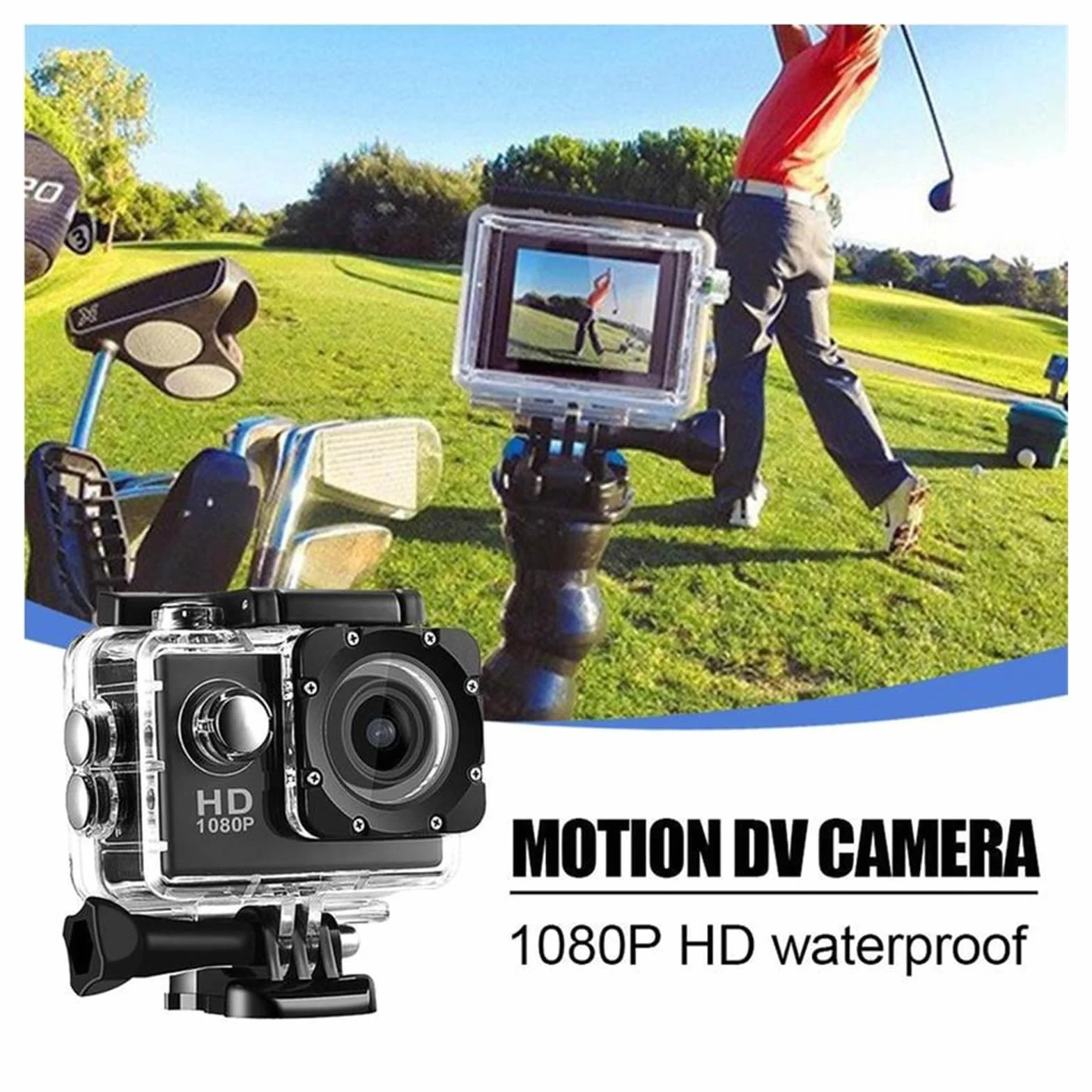 Mini HD 1080P wodoodporna kamera sportowa 2.0 Cal 32G Outdoor Motion Sking DV do akcji wideo kask rowerowa cyfrowa Bezproblemowa PrzenośNość(Cam add8gb card,Black)