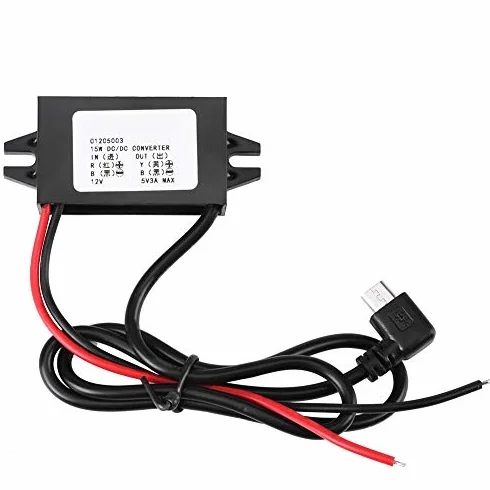 OTVEE Konwerter DC 12V do 5V/3A, Micro USB, Wyświetlacz LED Samochodowy, Zasilacz Converter, Moduł Transformator Adapter