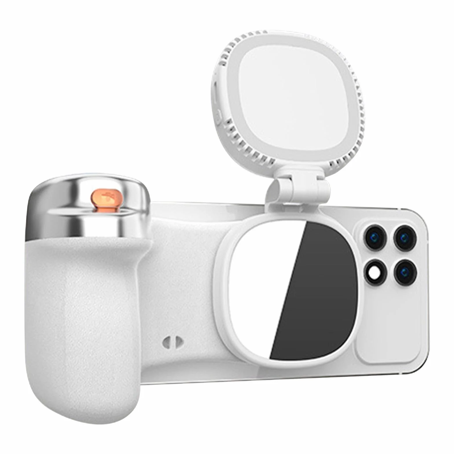 Magnetic Phone Camera Rotatable Selfie Attachment LED Light Selfie Handle Adjustable Grip Stable Magnetic Mount Vlogging Photography Travel Studio Home Recording Tool