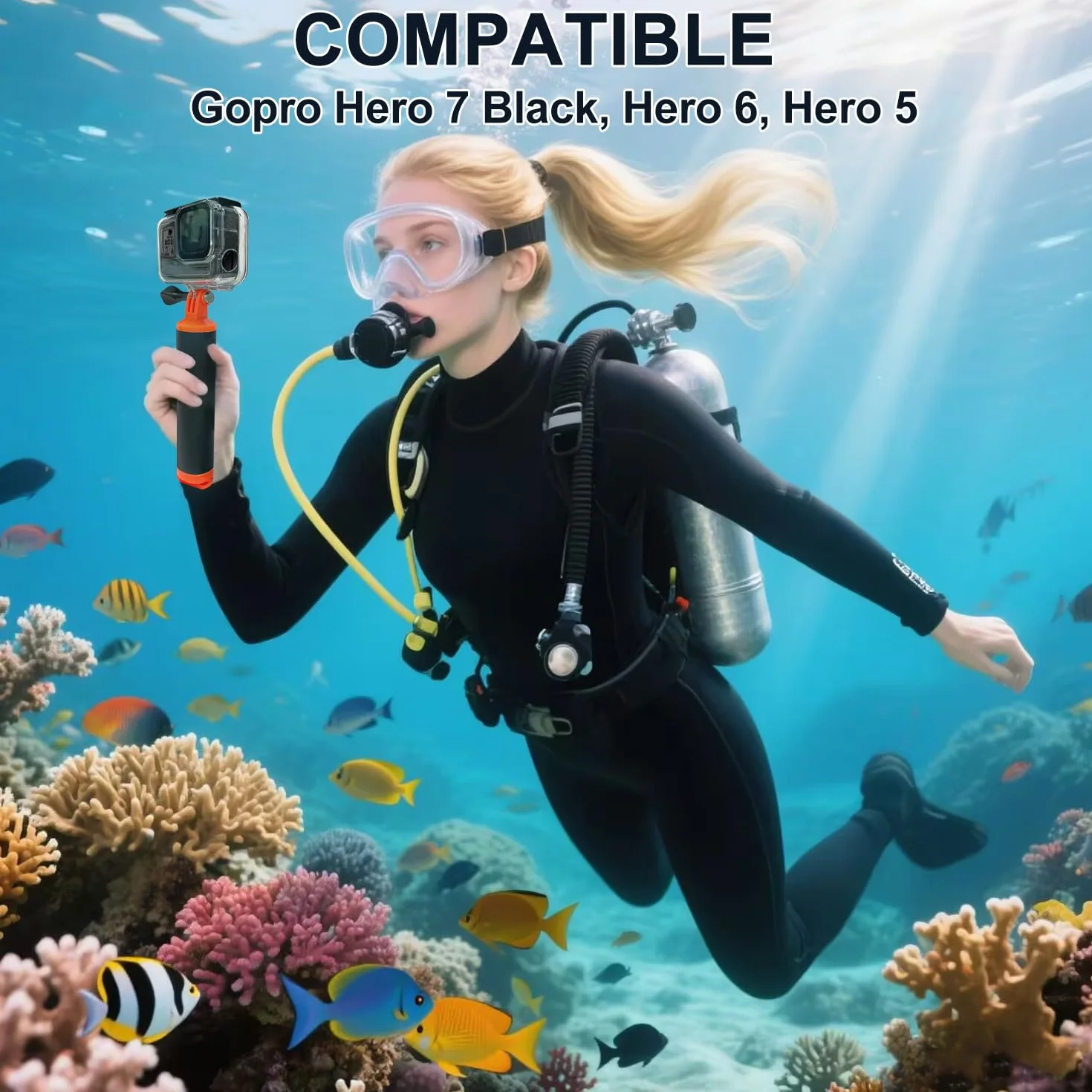 Suptig etui, wodoodporna obudowa, obudowa podwodna, etui do ładowania, obudowa do nurkowania kompatybilna z Gopro Hero 7 Black, Hero 6, Hero 5, Hero 2018 wodoodporny 164 stóp (50 metrów)