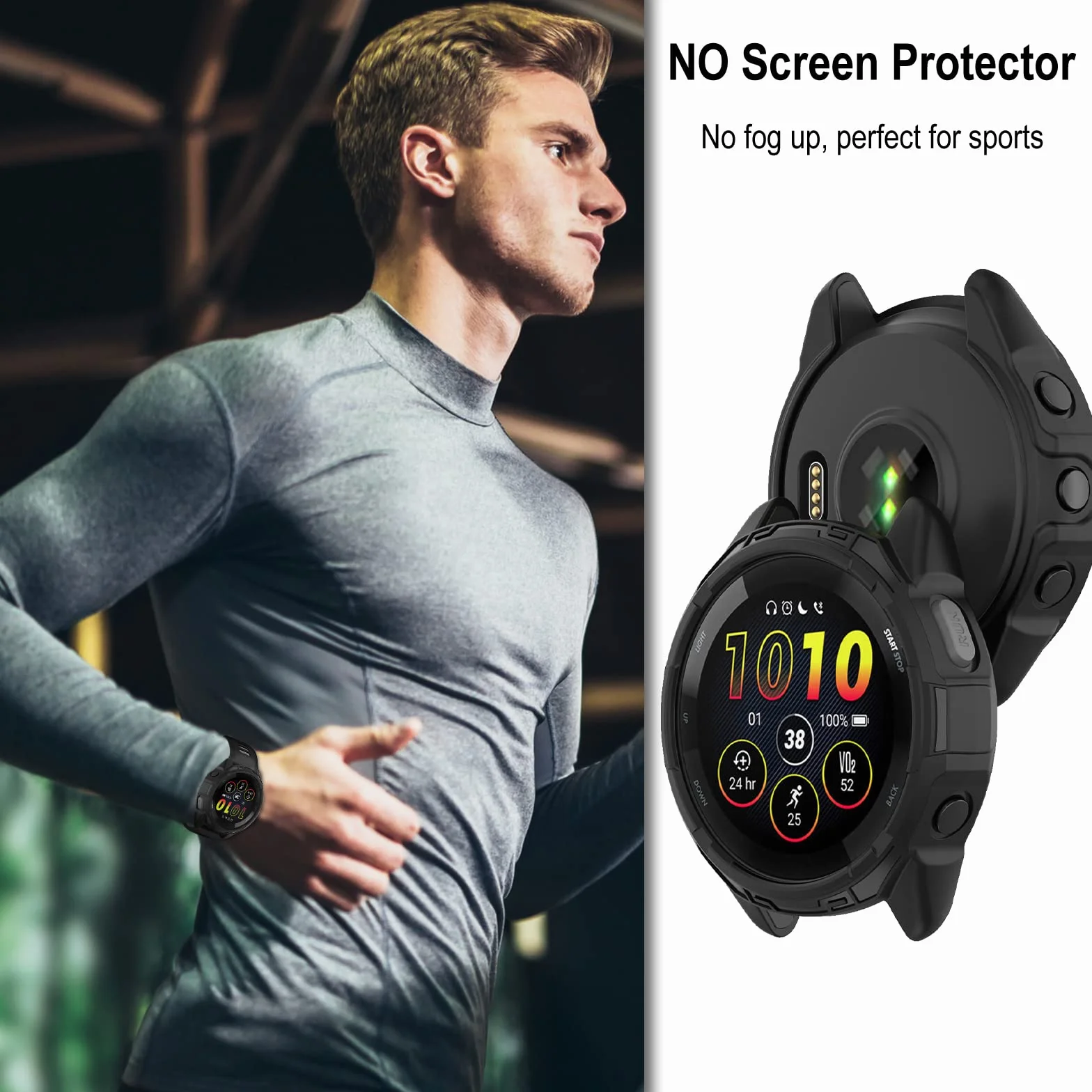 Cover Kompatybilny z Garmin Forerunner 265, Miękki elastyczny TPU Case,Trwałe etui kompatybilne z Garmin Forerunner 265 - czarny