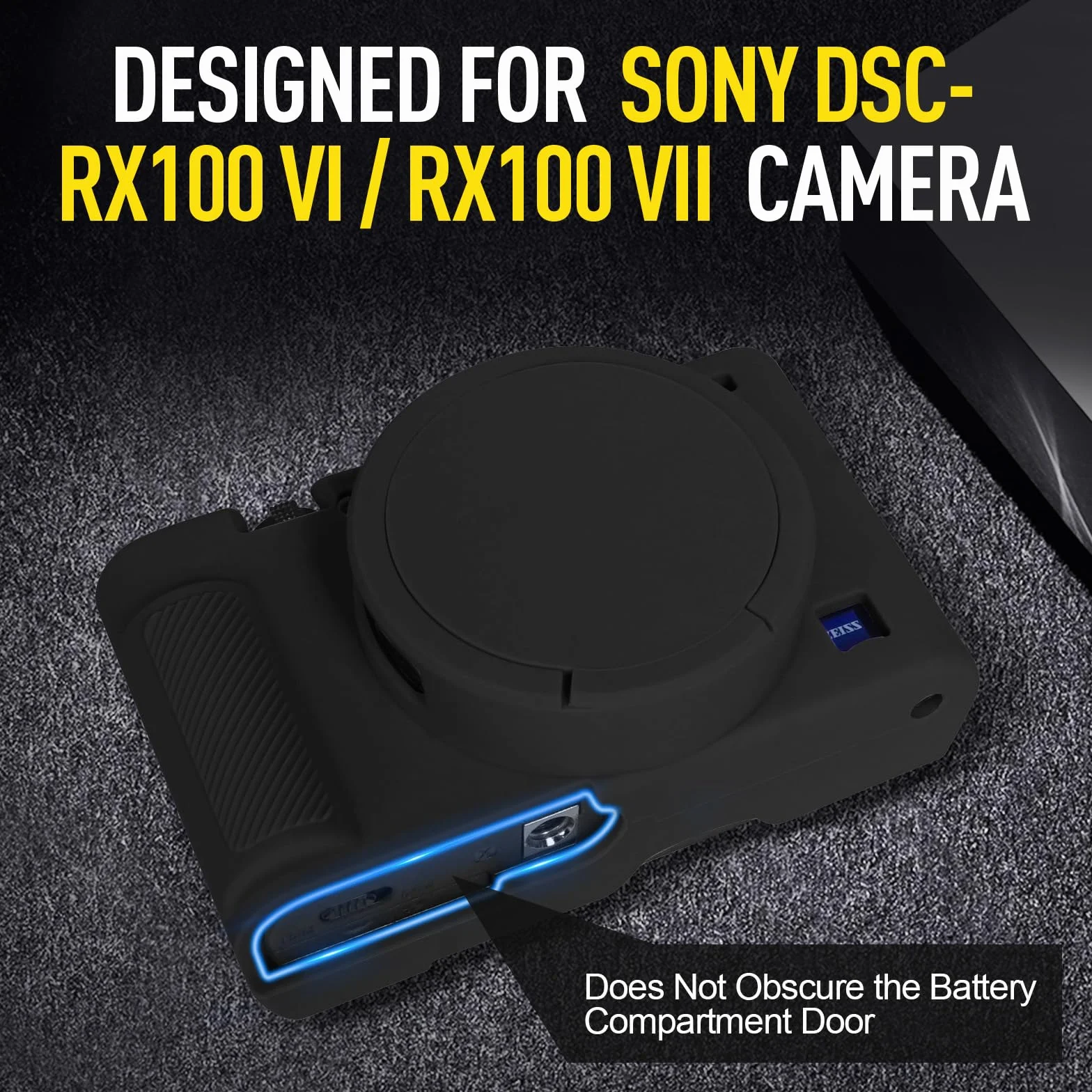 Etui na aparat Sony RX100 VII/VI, miękki silikonowy pokrowiec ochronny, czarny