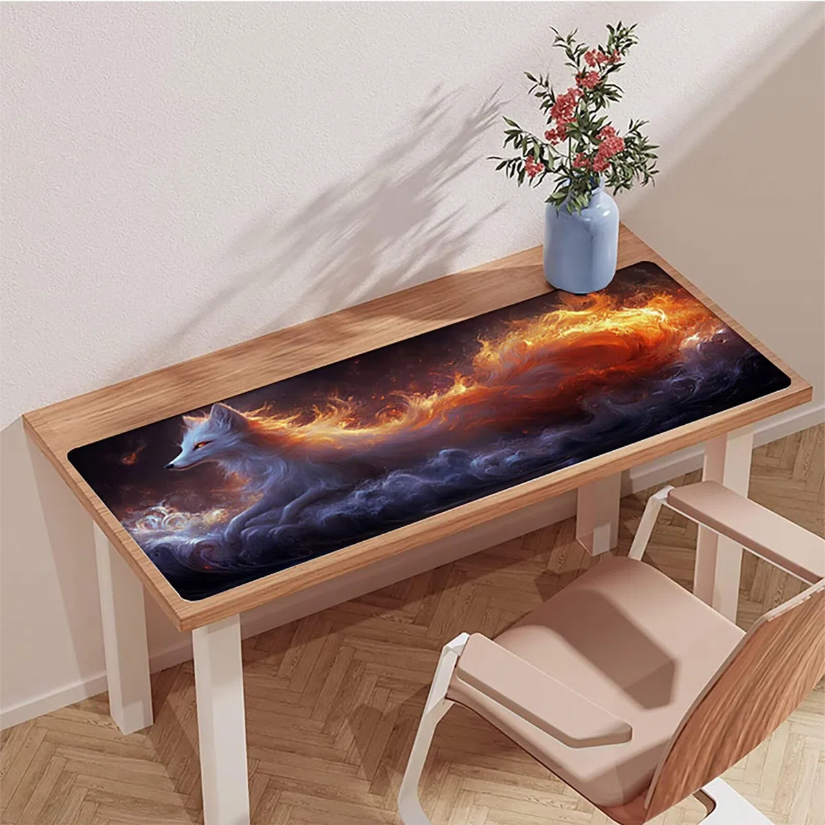 Podkładka pod mysz XXL Lis, podkładka pod mysz dla zwierząt dla graczy 1600 x 800 x 3 mm, podkładka pod biurko z gumową podstawą, akcesoria biurowe do gier, duża mysz z przeszytymi krawędziami, do