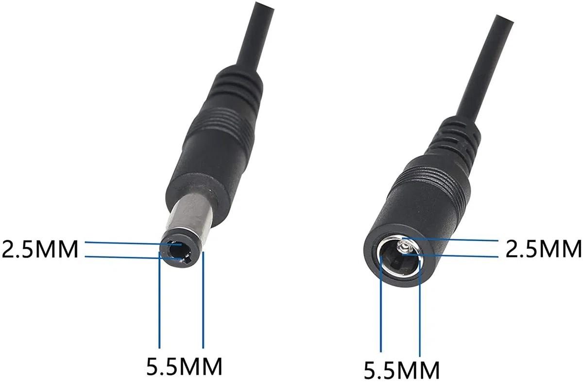 20 cm DC 5,5 mm x 2,5 mm męski do żeńskiego włącznika/wyłączania kabel do kamery bezpieczeństwa LED CCTV (4-opakowaniowe)