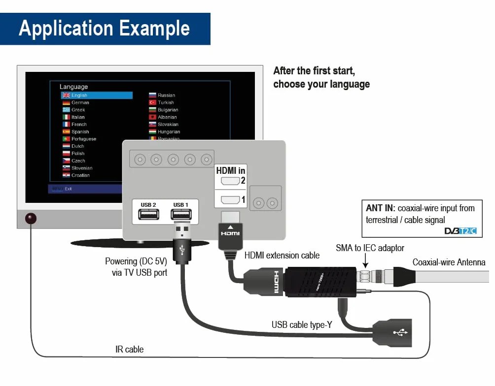 EDISION NANO T265+ Dekoder DVB-T2/C H.265 FTA Full HD PVR USB HDMI WiFi
