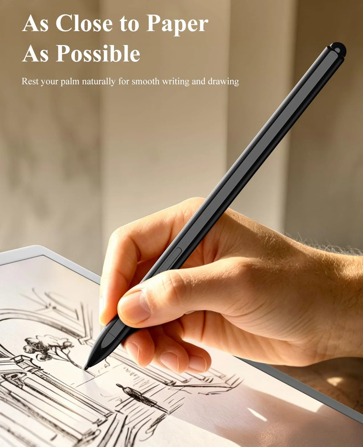 TiMOVO Magnetic EMR Stylus Pen compatible with Remarkable 2, 4096 Pressure Levels, No Charging, Digital Eraser, Palm Rejection, Tilt Support, 3 Replacement Tips, Black