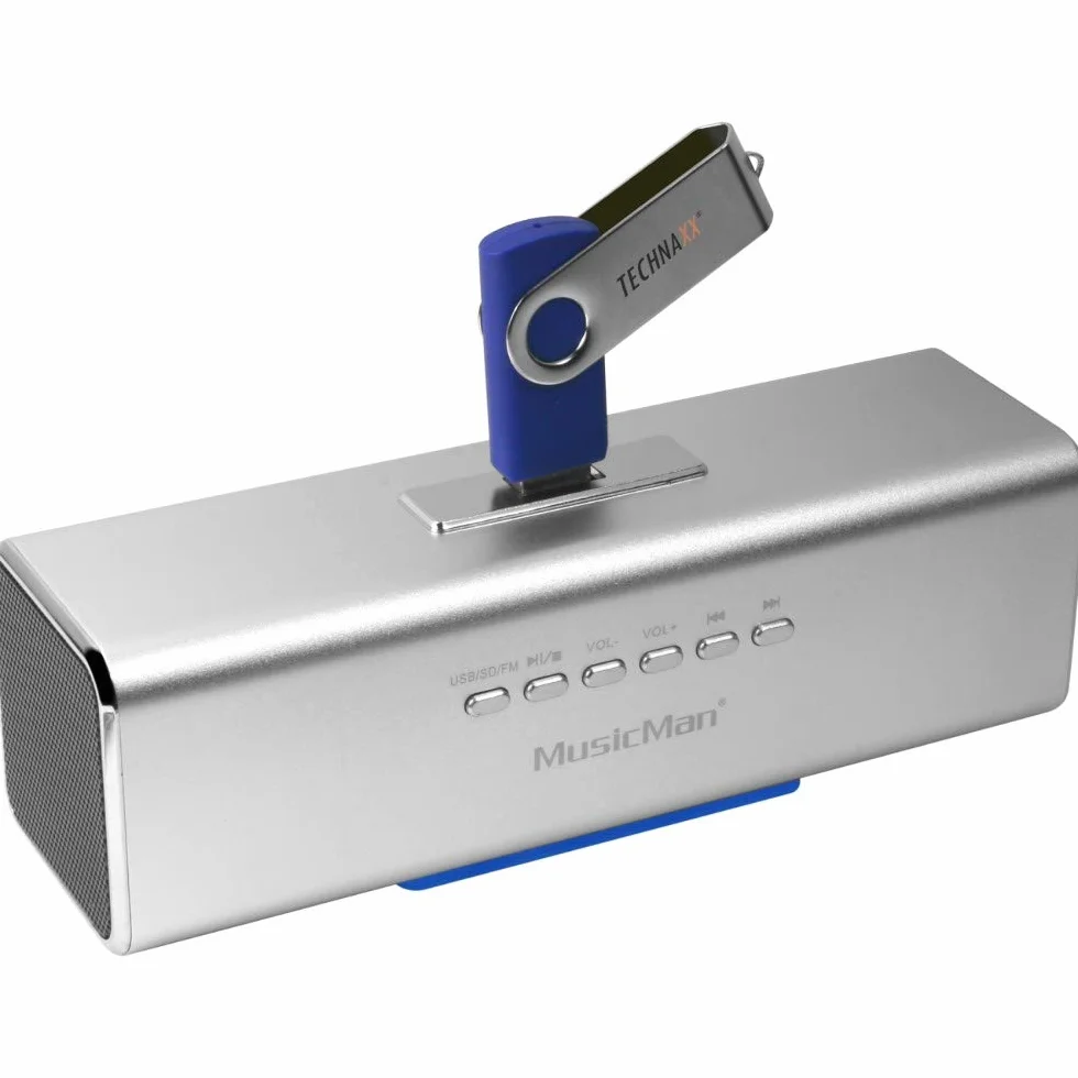 MusicMan MA głośnik (odtwarzacz MP3, stacja dźwiękowa i radio, USB, Line-In) srebrny