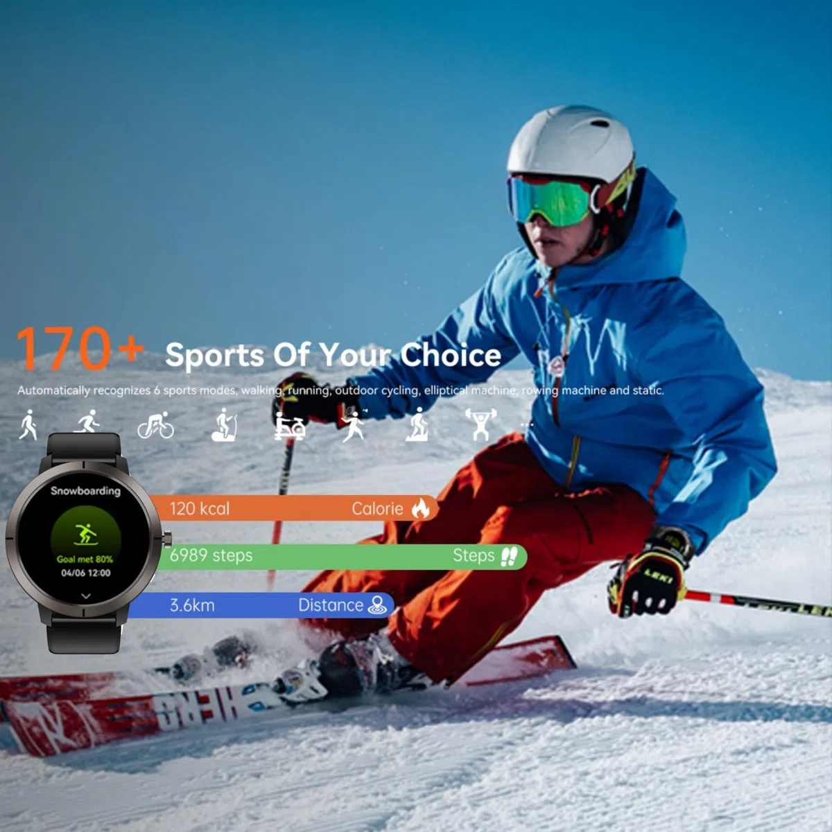 AIEK Smartwatch Damski Okrągły, 1,32" AMOLED Smart Watch z funkcją telefonu, 170+ trybów sportowych, zegarek sportowy 5 ATM wodoodporny Fitness z pulsometrem, monitorem snu, krokomierzem, zegarki