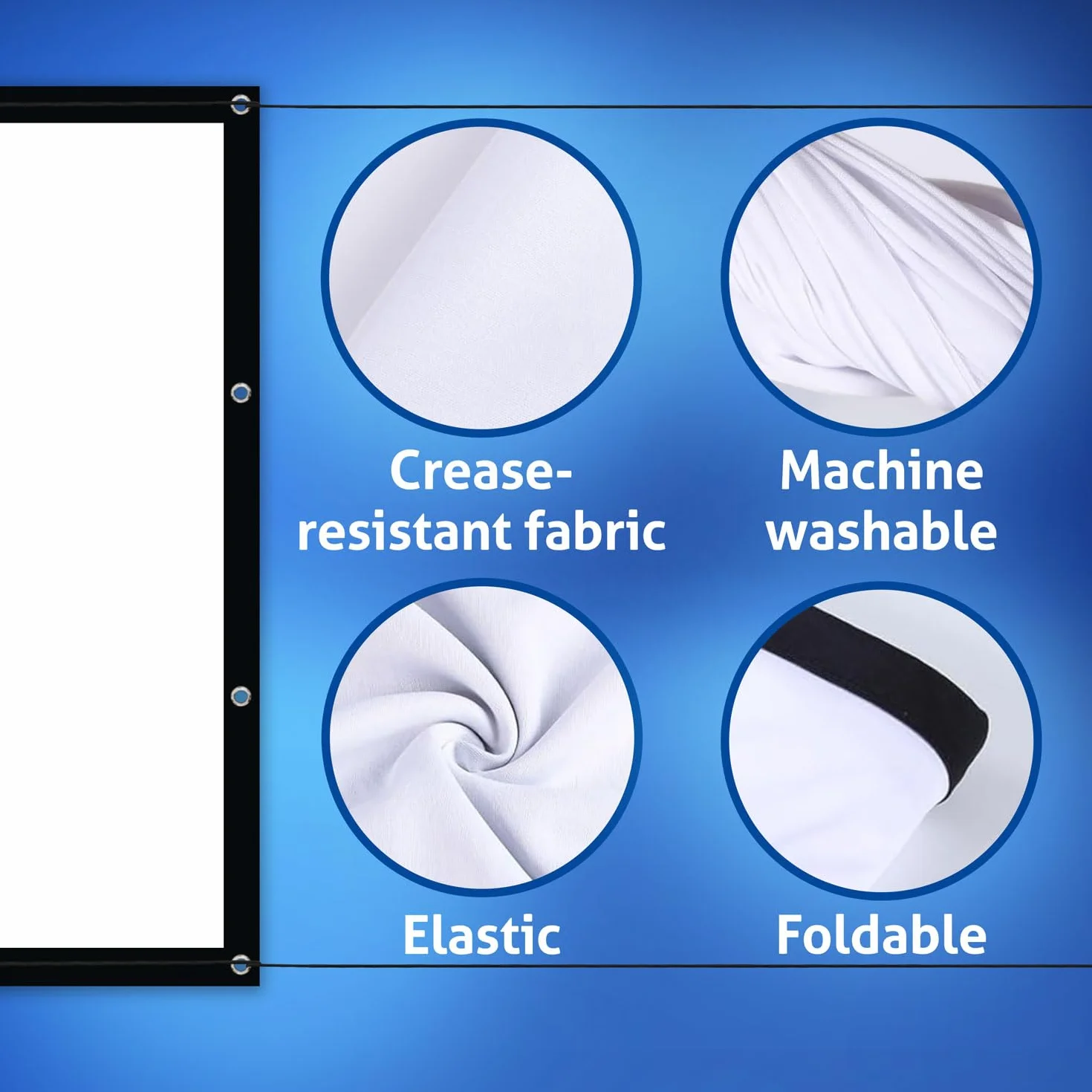 ESMART Płótno napinające Flex [wybór rozmiaru] 221 x 125 cm (100") 16:9 | kino domowe rzutnik ekran do projektora na zewnątrz płótno LCD LED