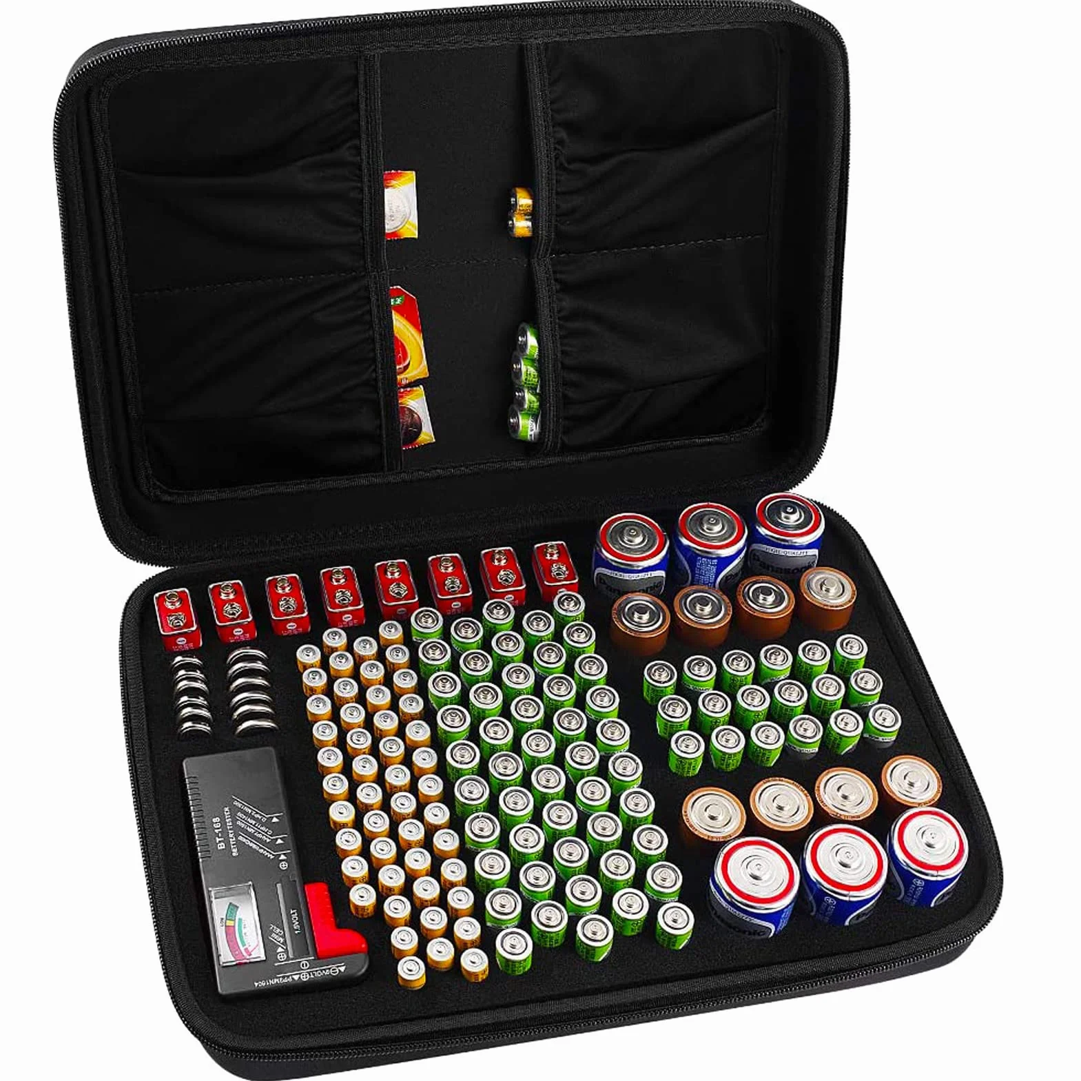 COMECASE Pudełko do przechowywania baterii 142 sztuk AA AAA C D 9 V do Tacklife MBT01