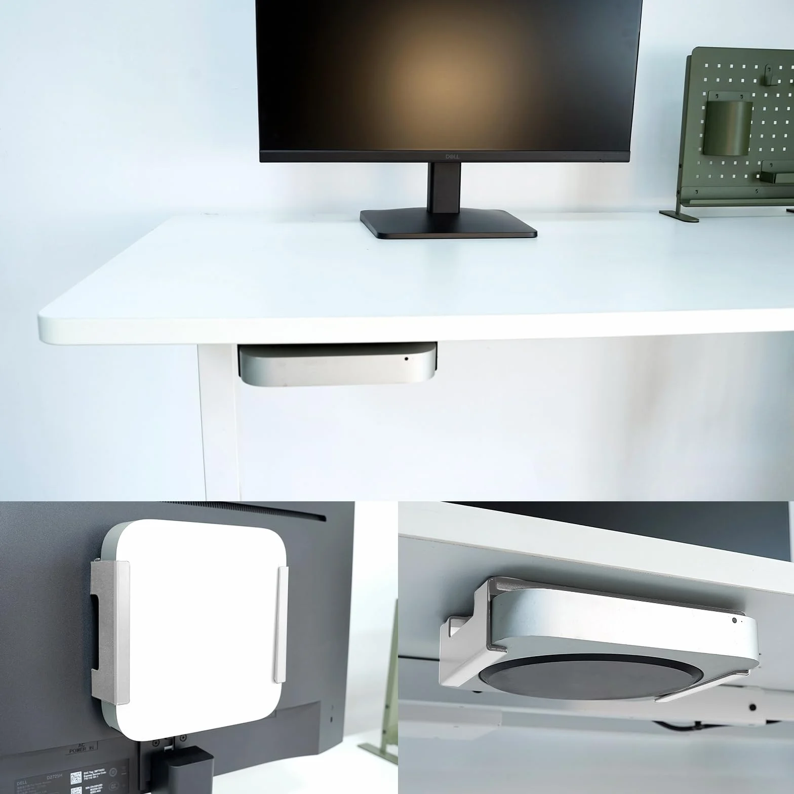 Mac Mini M4 2024 uchwyt VESA - metalowy uchwyt ścienny pod stół, srebrny