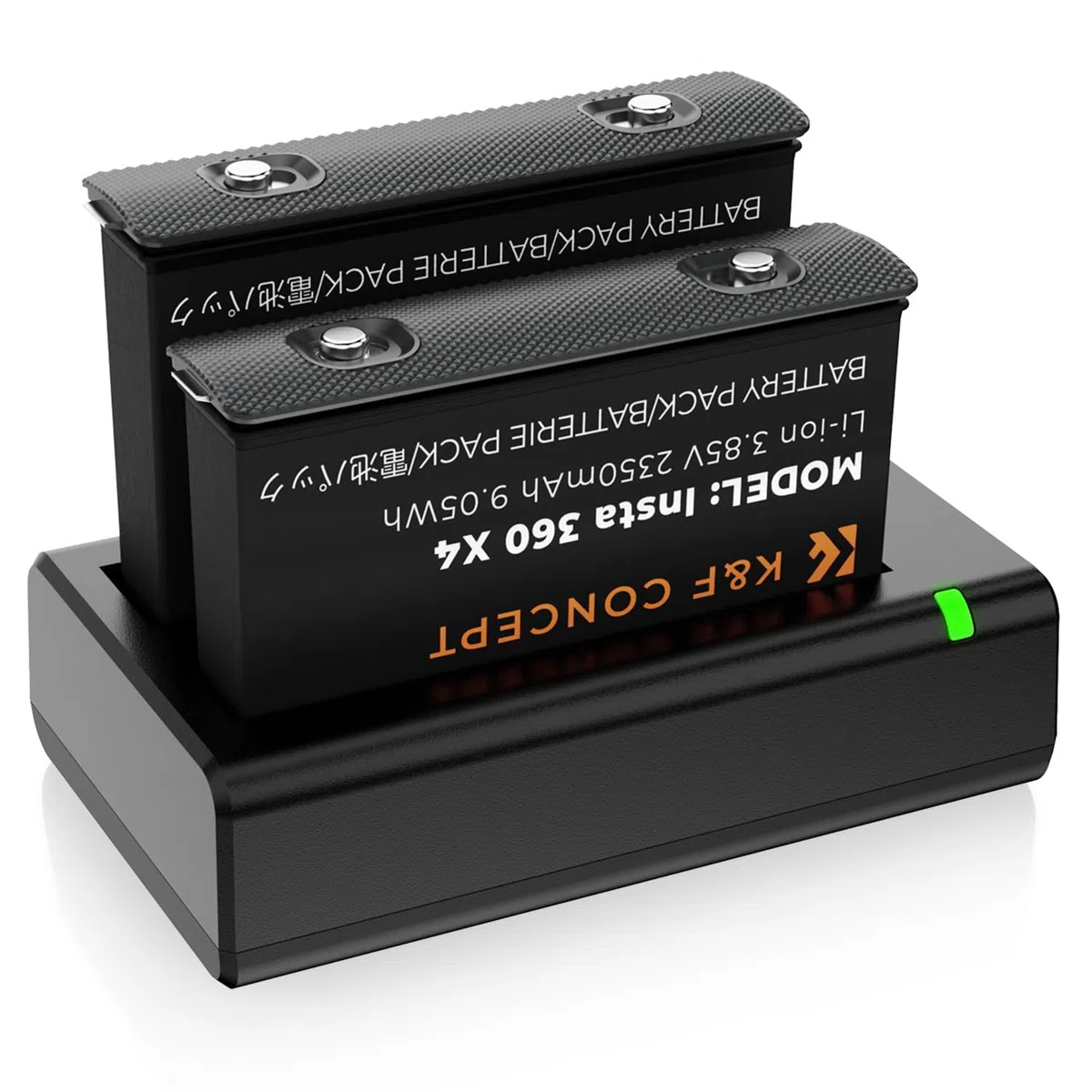 K&F CONCEPT Zestaw 2 baterii 2350 mAh Insta360 X4 z ładowarką LED USB-C/Micro USB