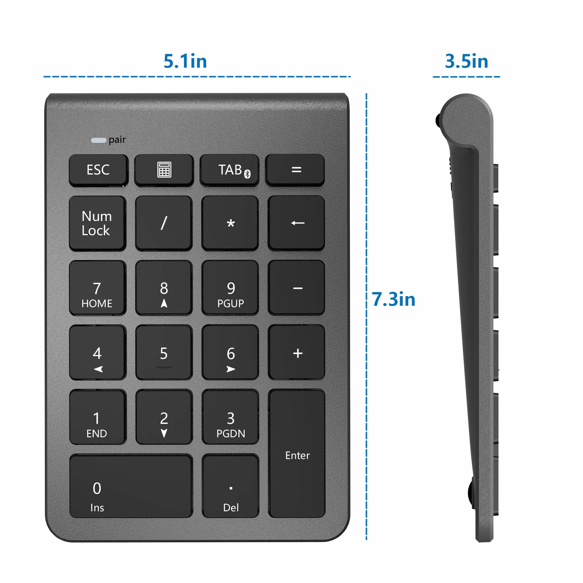 Cateck Klawiatura numeryczna Bluetooth, przenośna, bezprzewodowa, Bluetooth, 22 klawisze, klawiatura numeryczna z wieloma skrótami do komputera, notebooka, laptopa, komputera stacjonarnego, tabletu