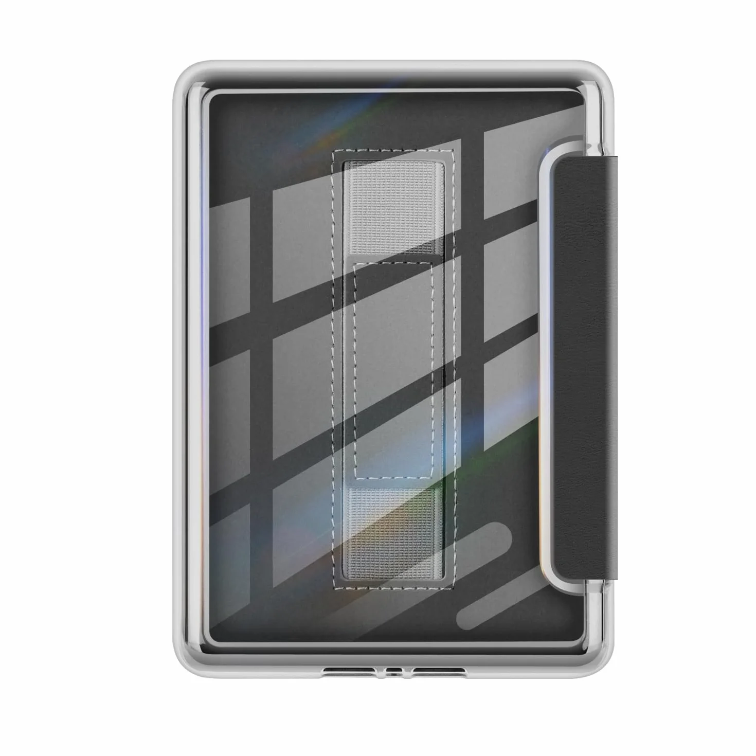 Etui dla Kindle Paperwhite 7 cali (12. generacja), Signature Edition i Colorsoft, przezroczysty tył z akrylu, magnetyczna osłona z paskiem na rękę, funkcja automatycznego wybudzania/usypiania(Czarny)