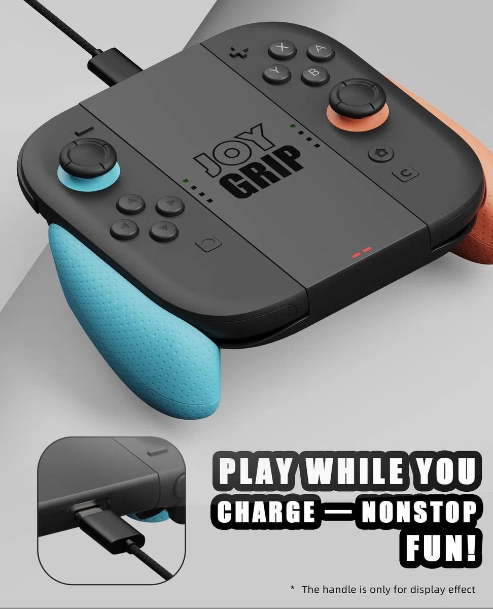 SAVAGE RAVEN by Skull & Co. JoyGrip for Nintendo Switch 2 Joy-Con Controller: Rechargeable Handheld Joystick Remote Control Holder with Interchangeable Grips - Black