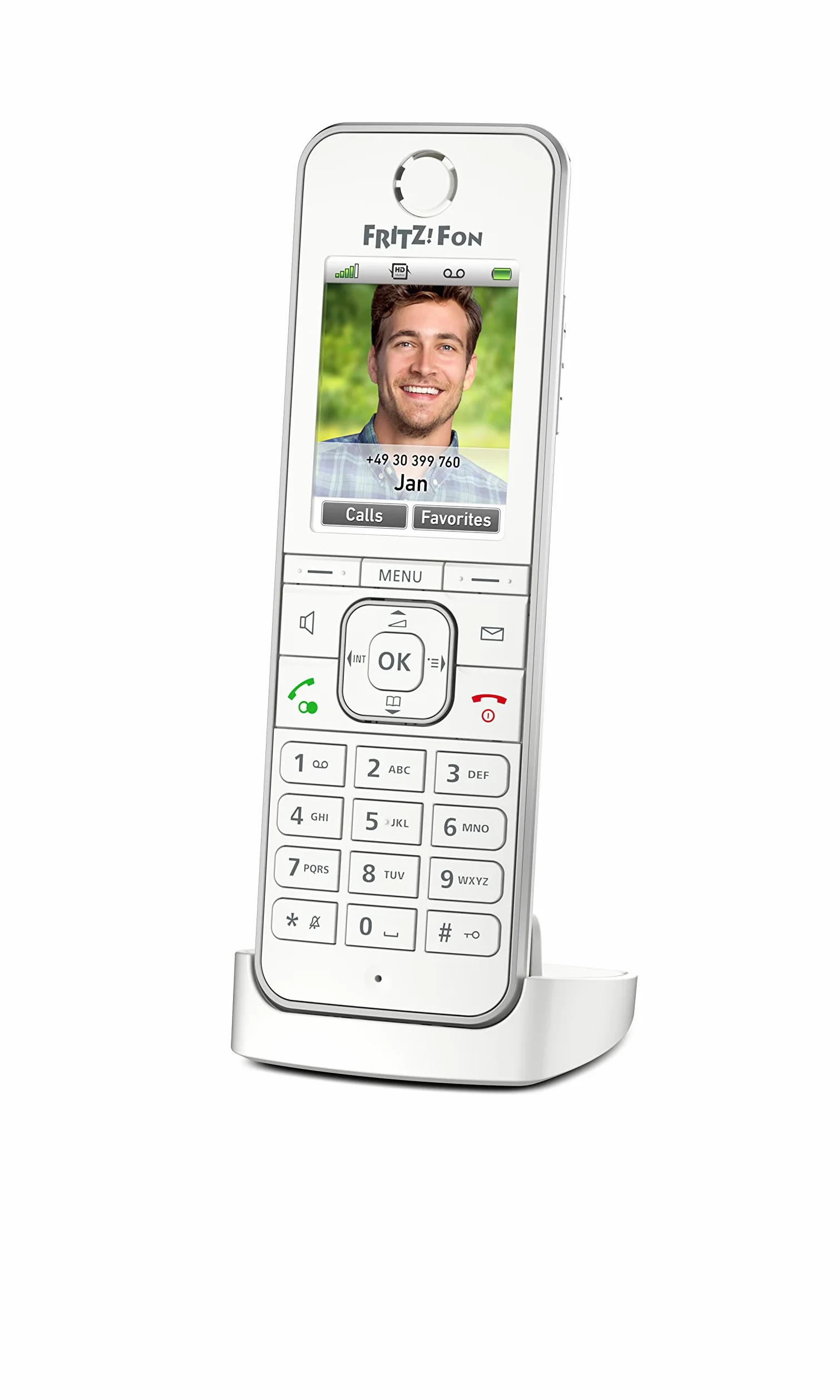 AVM FRITZ!Fon C6 międzynarodowy, (telefon bezprzewodowy do telefonii internetowej i stacjonarnej, DECT, najlepsza jakość rozmowy, wyświetlacz o dużej rozdzielczości) | Usługi internetowe i komfortowe, długi czas pracy na baterii, intuicyjne menu, poczta g
