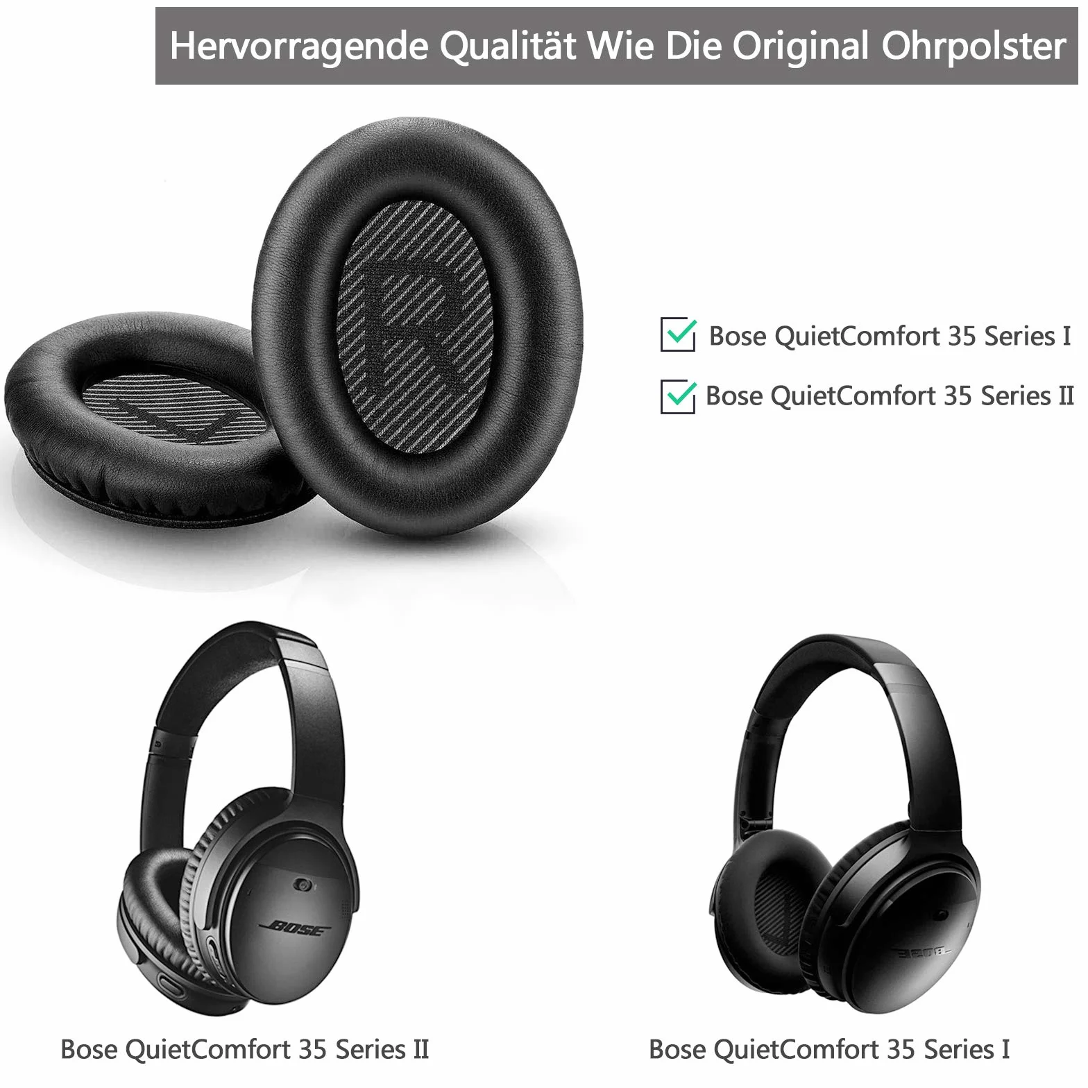 Bose QuietComfort 35 II - Wymienne Nauszniki Premium, Poduszki na Uszy Kompatybilne ze Słuchawkami QC35