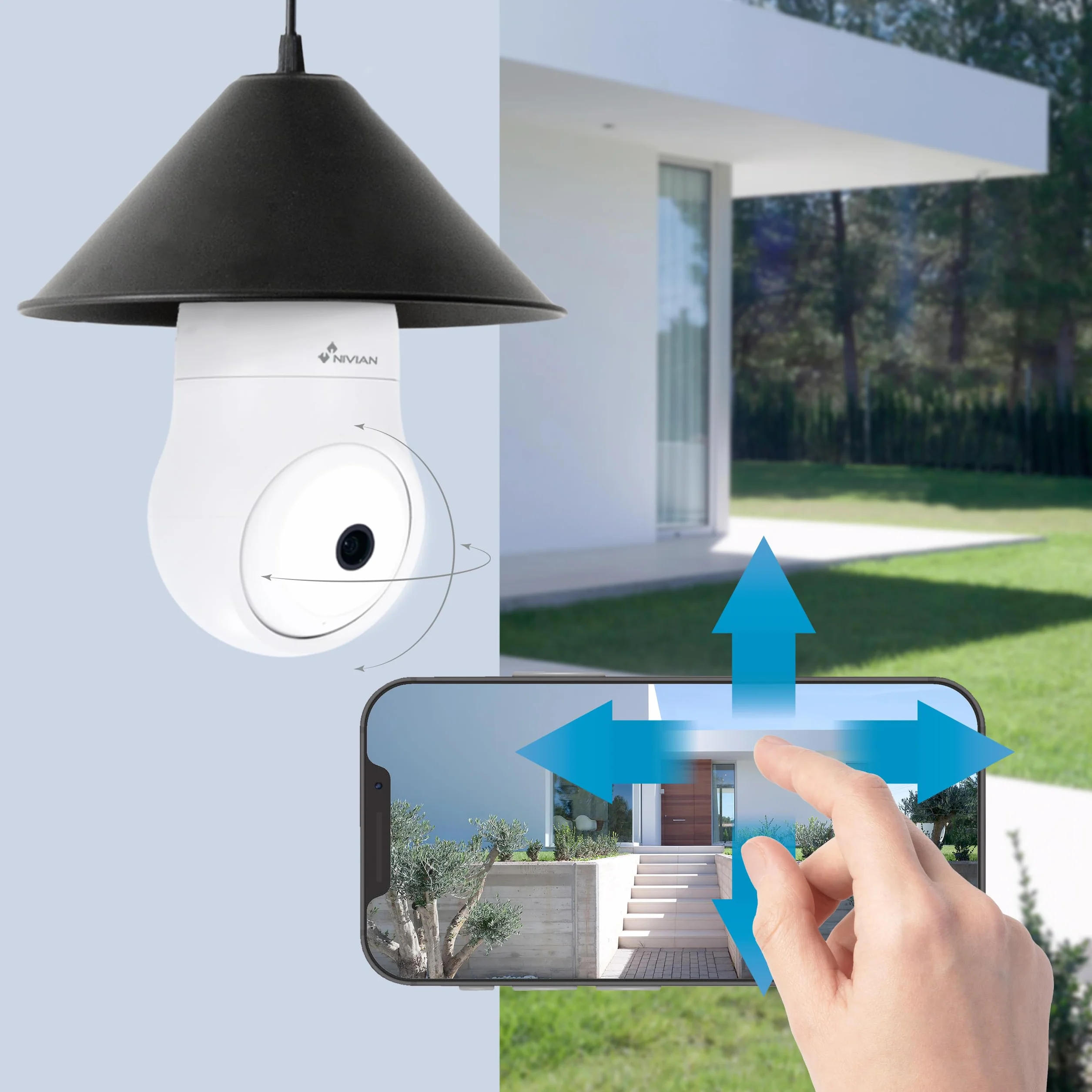 NIVIAN -Kamera monitorująca Wifi Typ żarówki E27-2K 360 ° ruchu- Dwukierunkowy dźwięk-Rozpoznawanie i śledzenie człowieka-Noktowizor 10m-Kompatybilny z Alexa i Google Home–Aplikacja Tuya