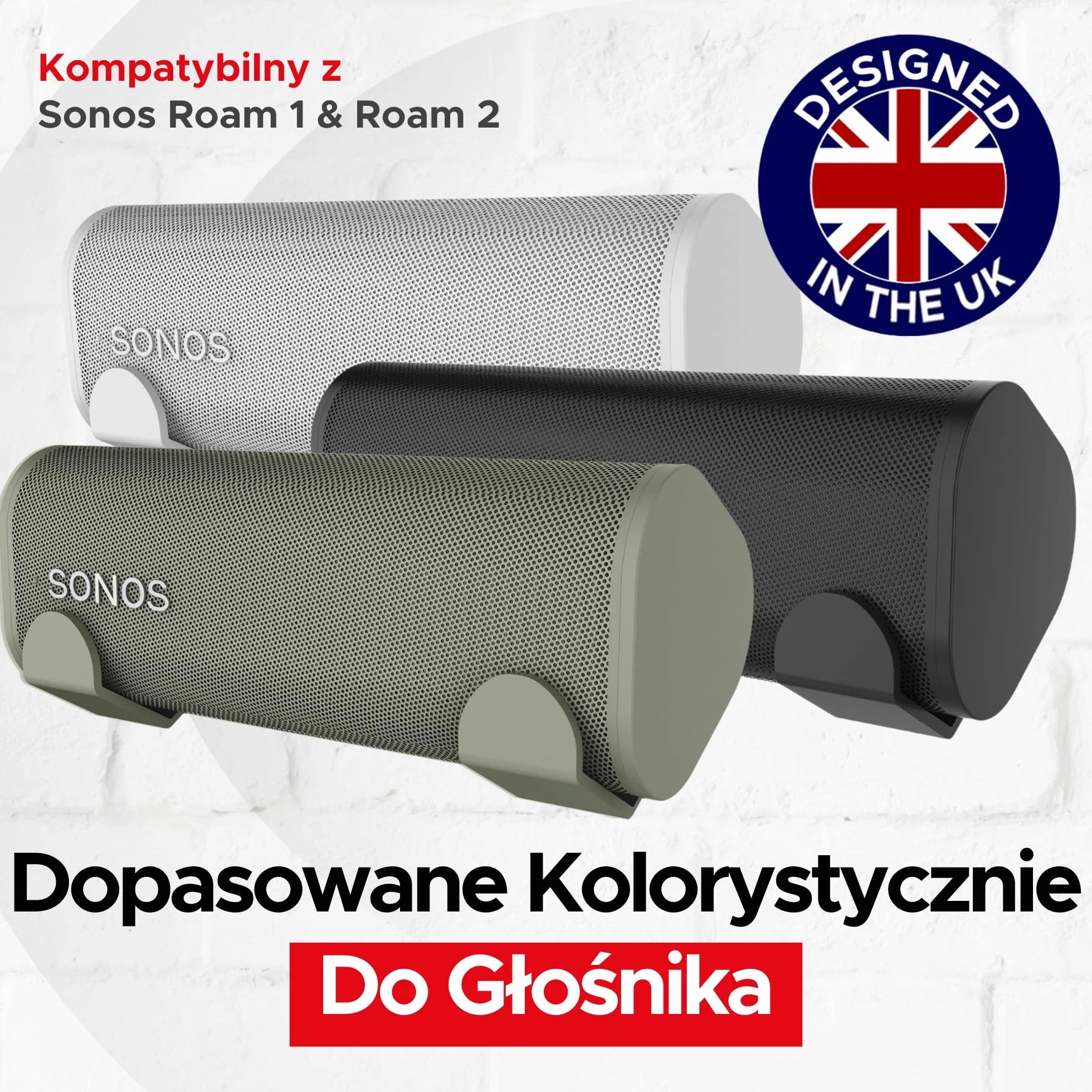 Uchwyt ścienny do Sonos Roam, Roam 2, Roam SL, czarny, zestaw montażowy