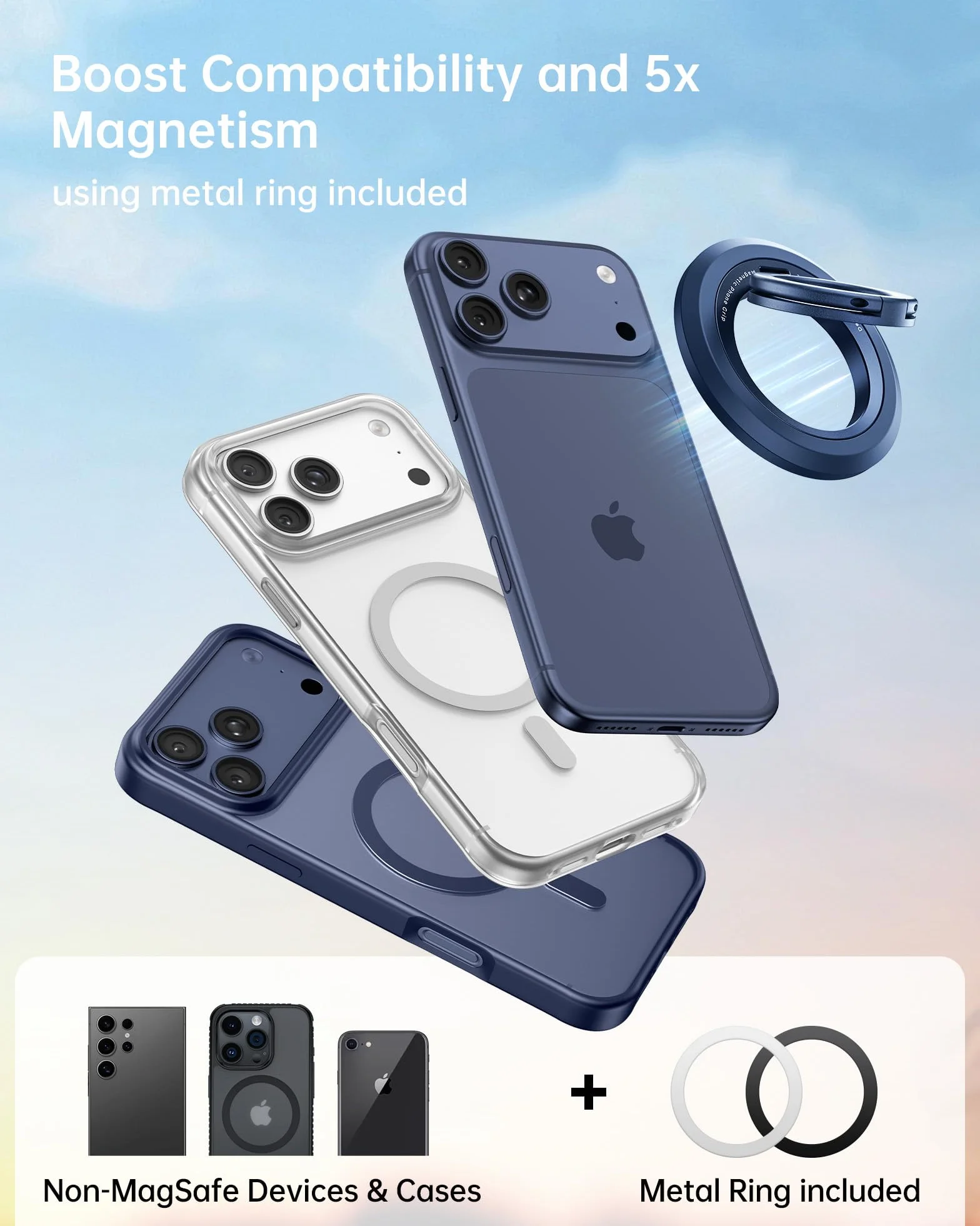 SYNCWIRE Magnetyczny uchwyt na telefon komórkowy do MagSafe obrót 360° kompatybilny z iPhone 16 15 14 13 12 Pro Max tytanowy niebieski