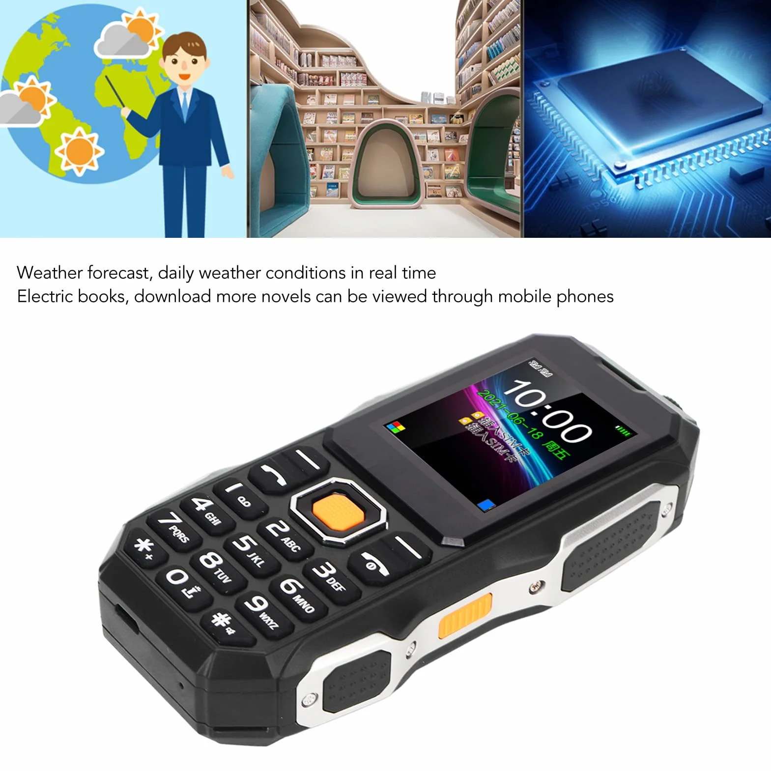 W2021 Odblokowane Telefony Komórkowe dla Seniorów, Telefon Komórkowy 2G Dual SIM, Duży Przycisk, Głośna Pomoc Głosowa, Super Latarka, Odblokowany Telefon dla Starszych Rodziców,