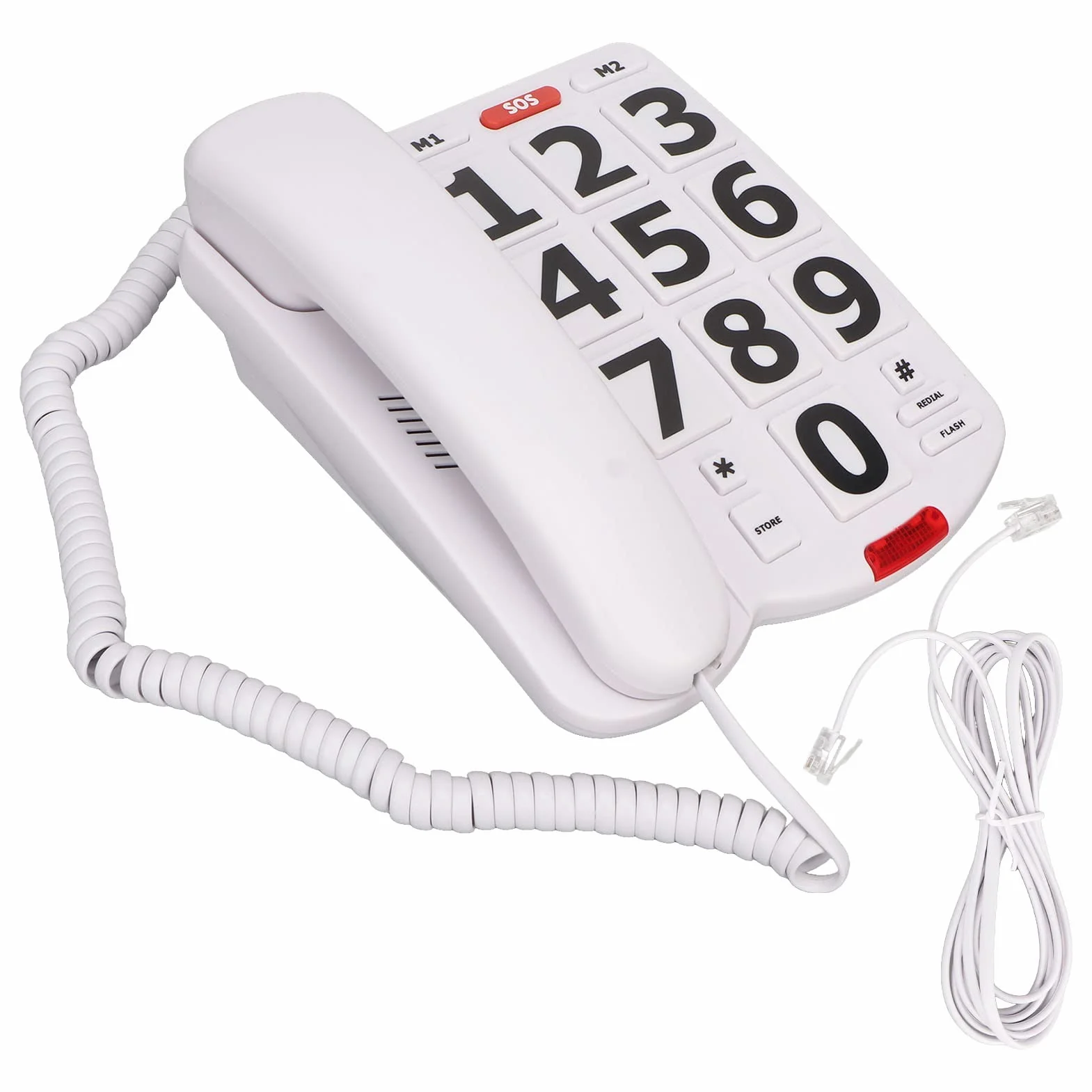 Telefon Stacjonarny z Dużymi Przyciskami dla Seniorów, Głośny Dzwonek, Szybkie Wybieranie
