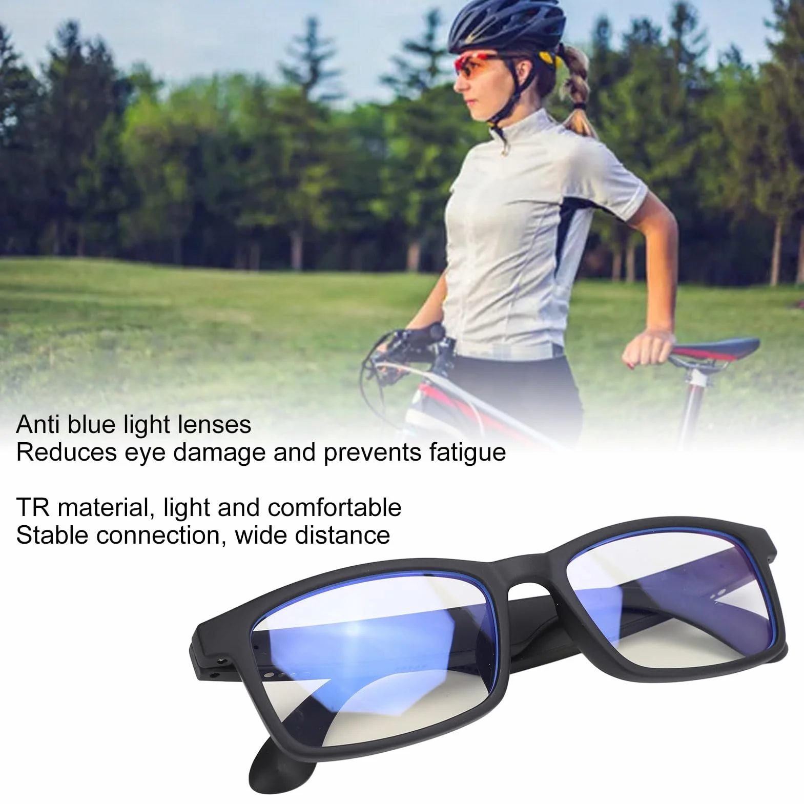 Inteligentne Okulary z Filtrem z Niebieskim światłem, Okulary Bluetooth 5.3 Audio z Wbudowanym Mikrofon dla Kobiet, Asystent Dotykowy i Głosowy Inteligentne Okulary Dźwiękowe do