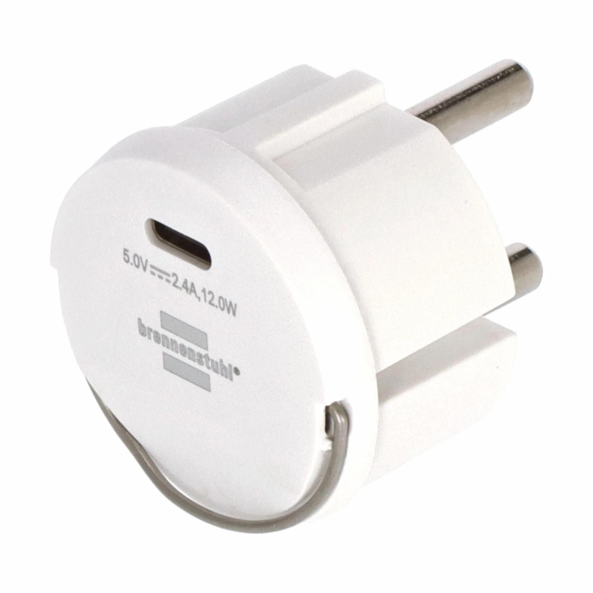Brennenstuhl Adapter gniazda USB C (ładowarka USB do podłączenia do gniazda, 2,4 A, kompatybilna z gniazdami IP44 i przedłużacz bębnowy Brennenstuhl, płaska konstrukcja)