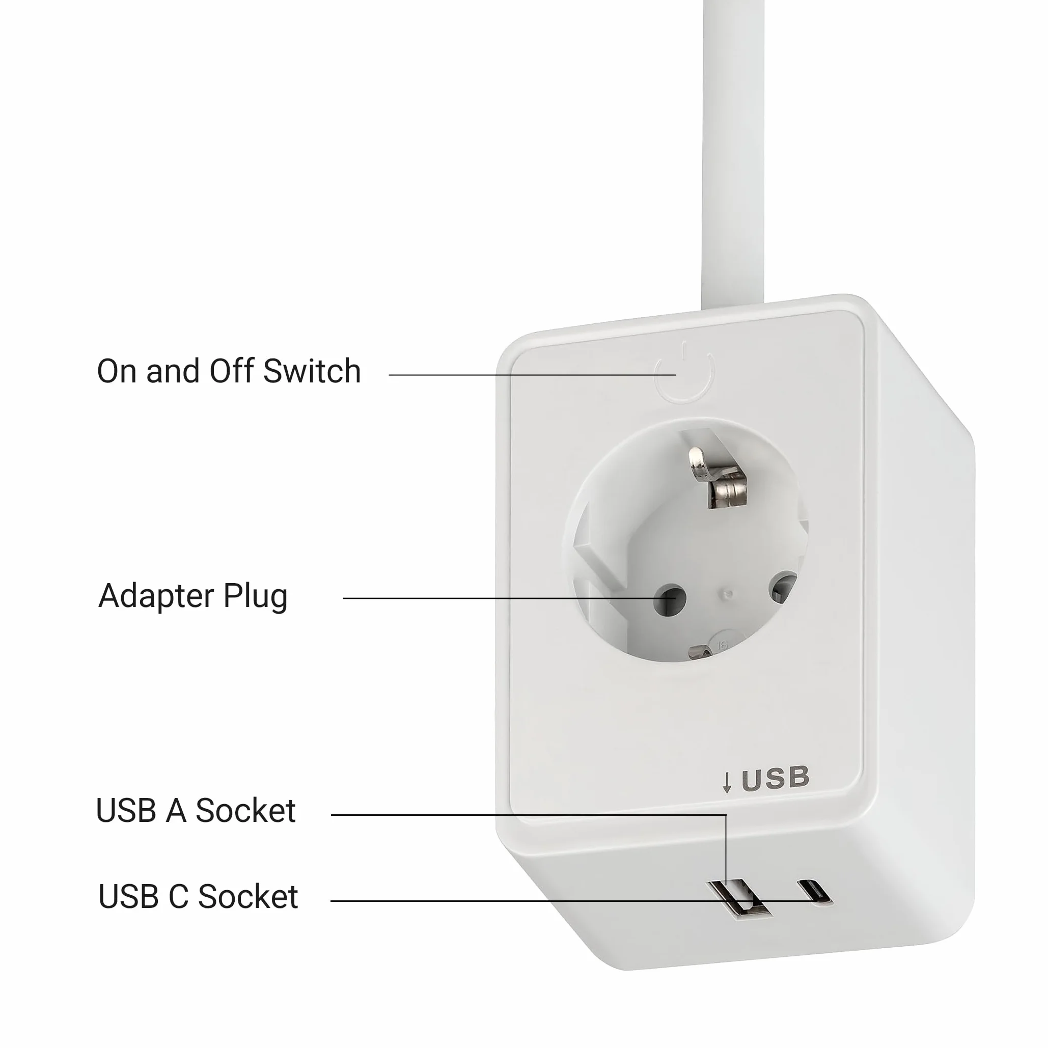 SEBSON Lampa LED z gniazdkiem elektrycznym, z możliwością ściemniania – lampka do czytania i gniazdko elektryczne z złączem USB-C – elastyczny szyjka łabędzia