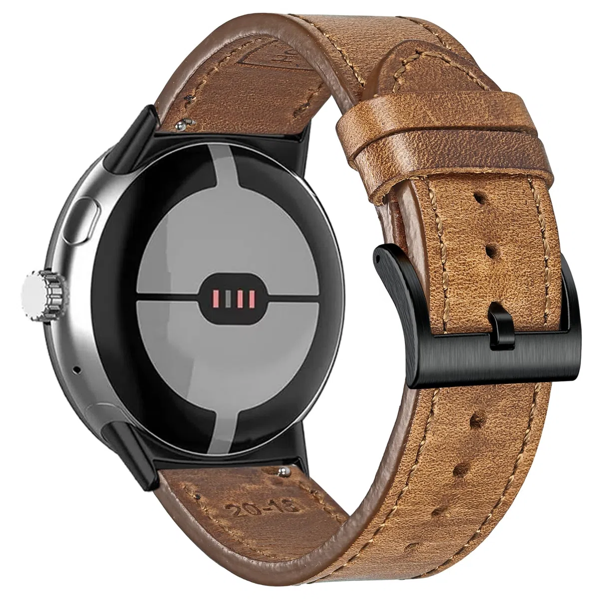 Miękki skórzany pasek do zegarka Horween kompatybilny z zegarkiem Google Pixe l/Pixel 2 / Pixel 3 41 mm/Pixel 3 45 mm/Pixel 4 41 mm/45 mm, pasek zastępczy do zegarków Pixel Smart Watch