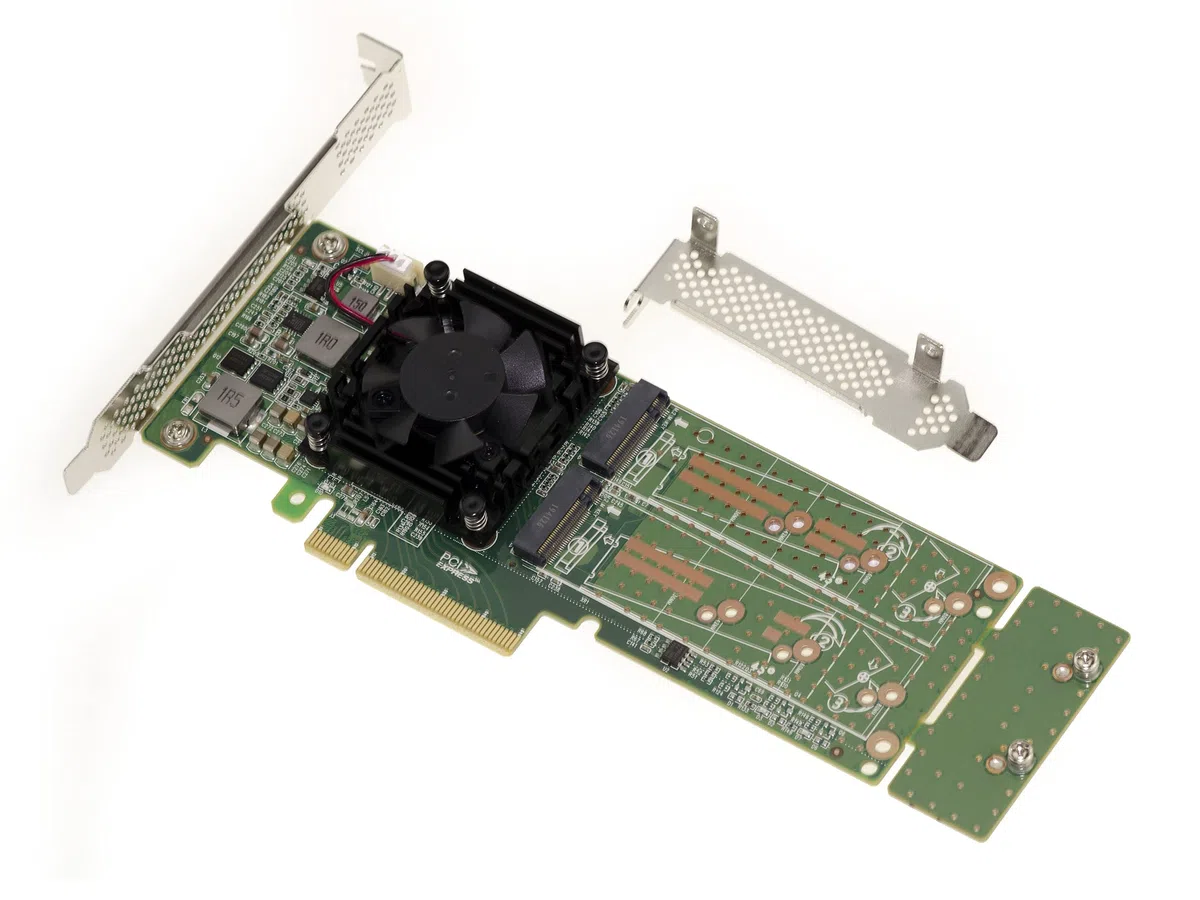 KALEA-INFORMATIQUE Karta kontrolera M2 PCIe 3.0 x8 dla 4 dysków SSD M.2 NVMe M Key. Chipset PLX PEX 8747