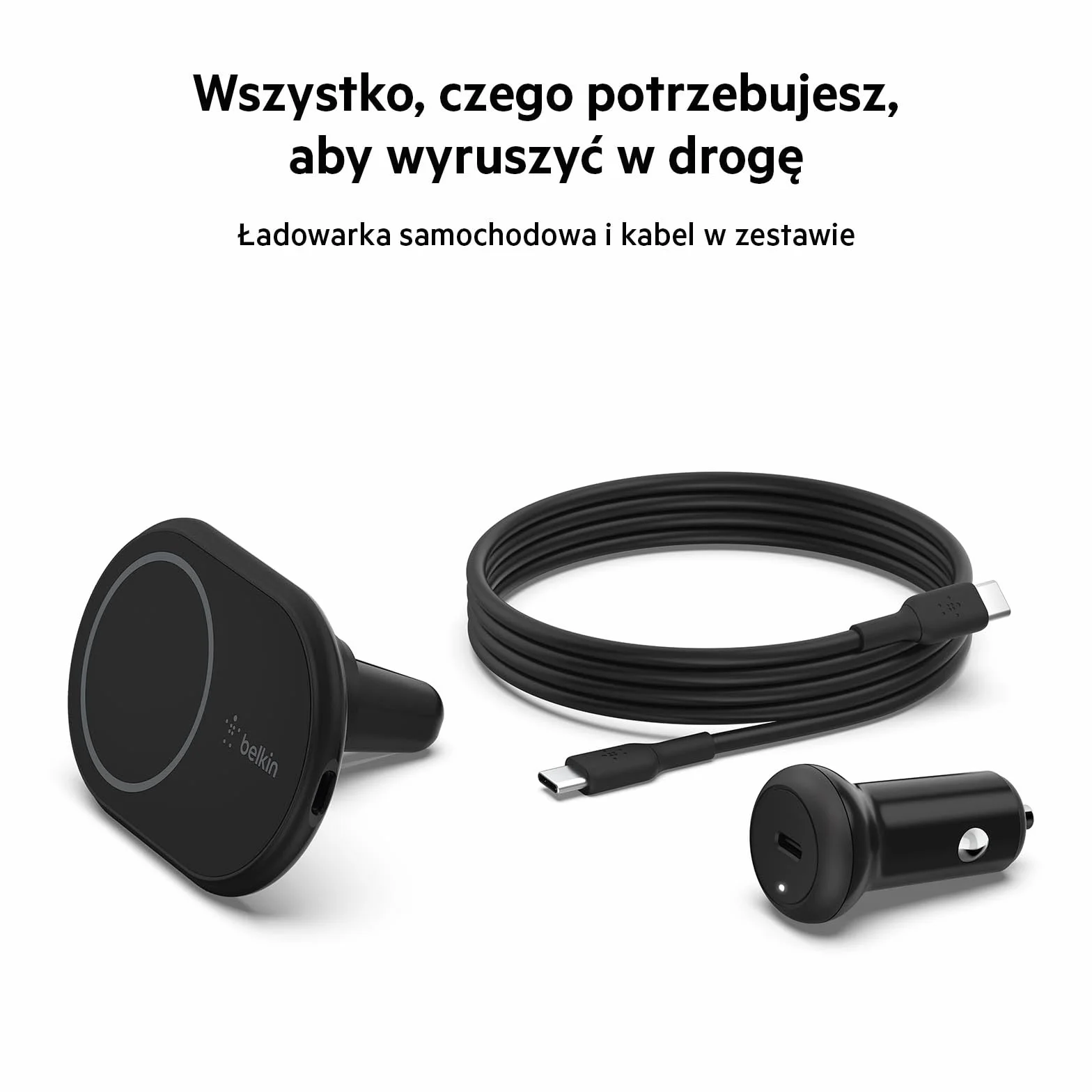 Belkin BoostCharge Magnetyczny uchwyt z ładowarką bezprzewodową zgodny z obsługującymi MagSafe telefonami