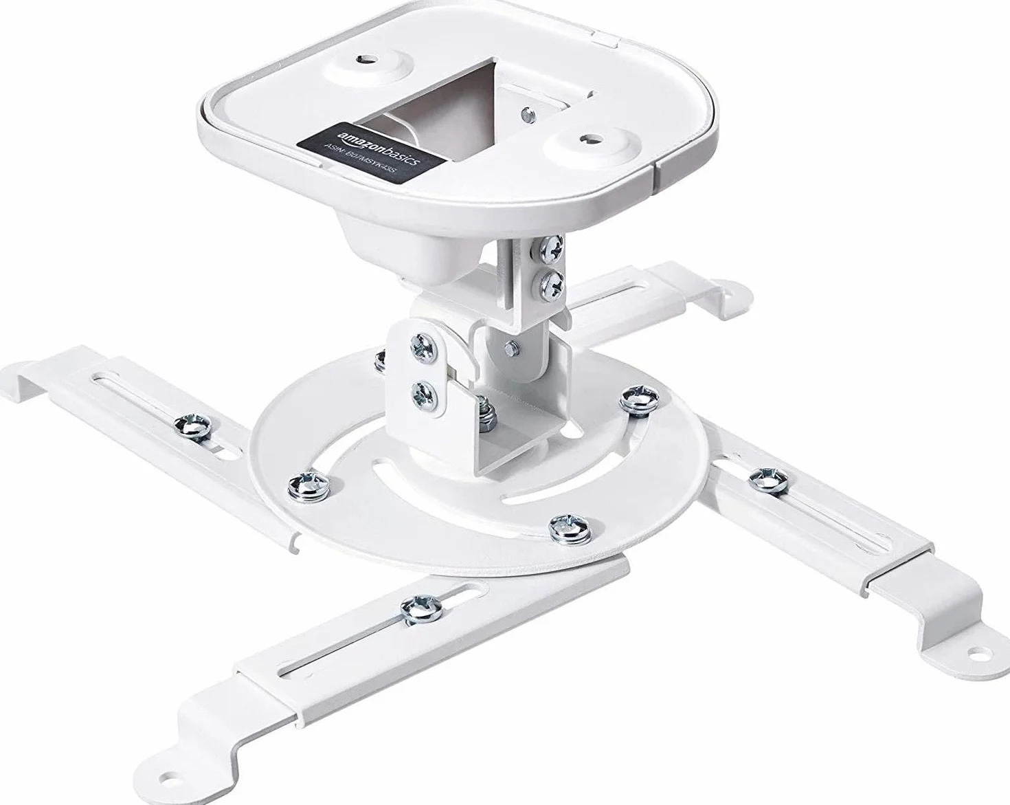 Amazon Basics Uchylny wspornik projektora do montażu na suficie i ścianie, udźwig 15 kg, biały