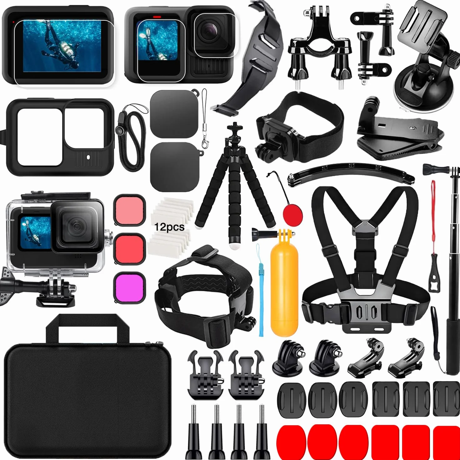 Wodoszczelna obudowa nurkowa do GoPro Hero 13 Black, zestaw akcesoriów