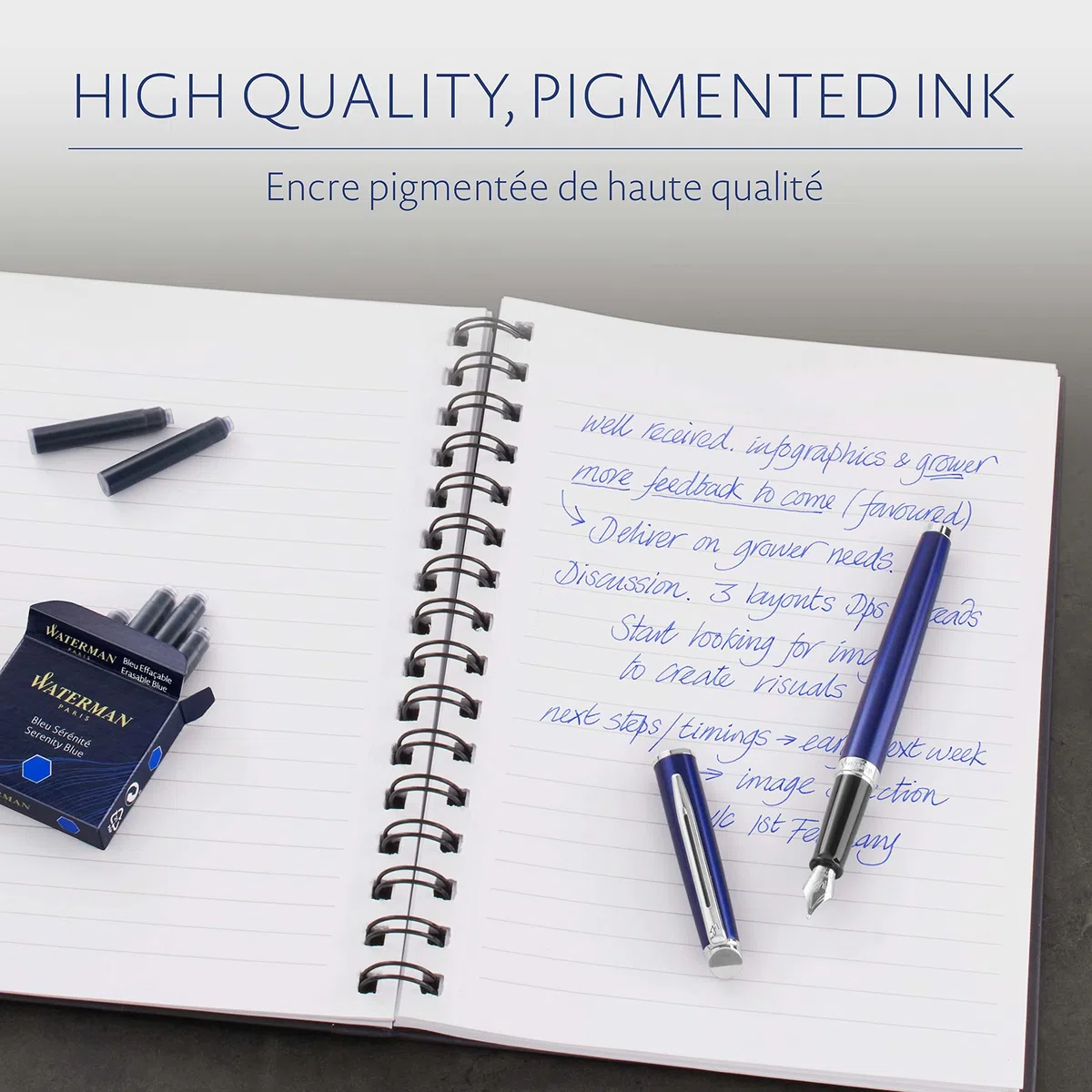 Waterman Wkłady atramentowe do piór | międzynarodowy standardowy rozmiar | Serenity Blue | 36 sztuk