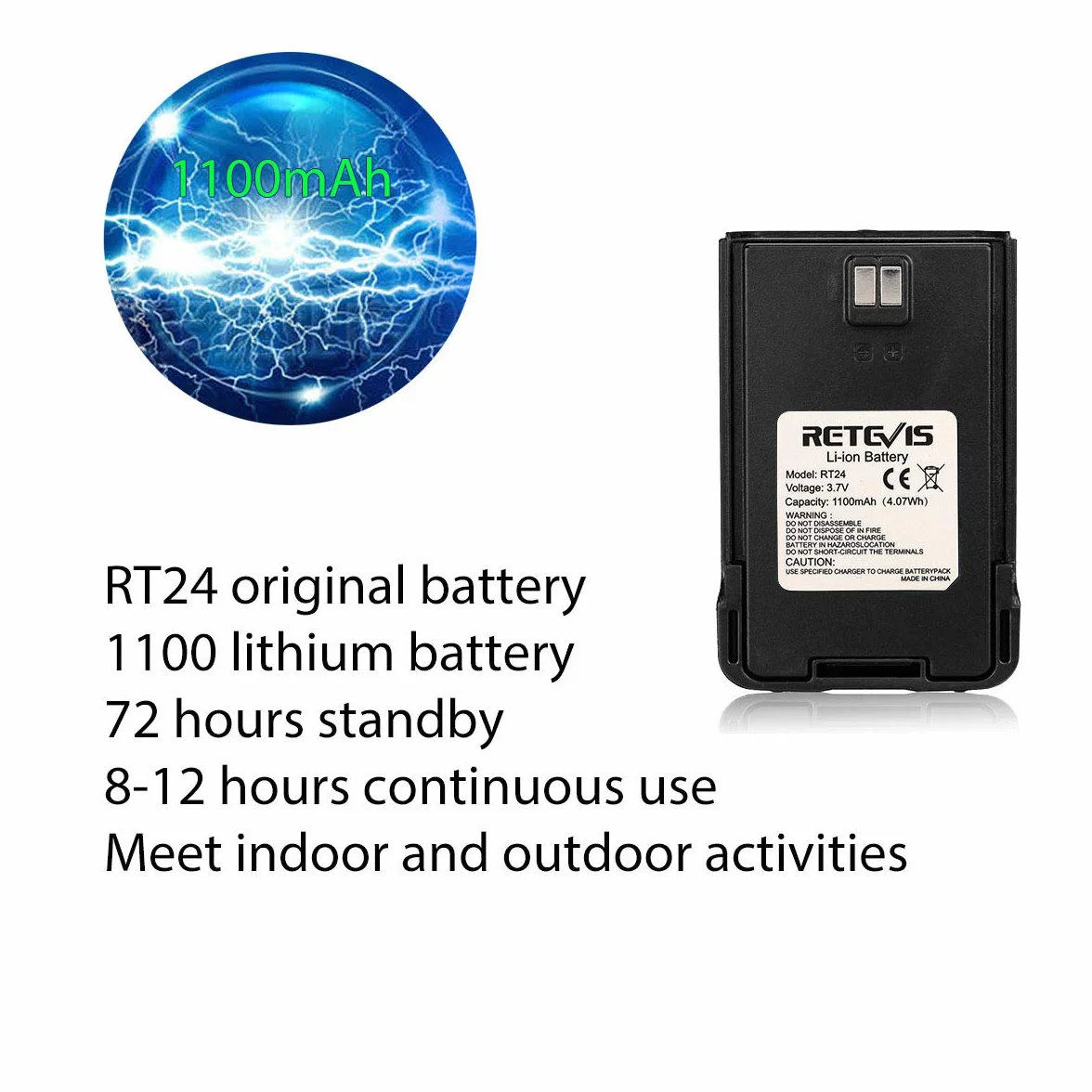 Bateria Retevis RT24 Walkie Talkie Oryginalna Bateria Litowo-Jonowa 3,7 V 1100 mAH RT24 Radiotelefon (2 Szt.)