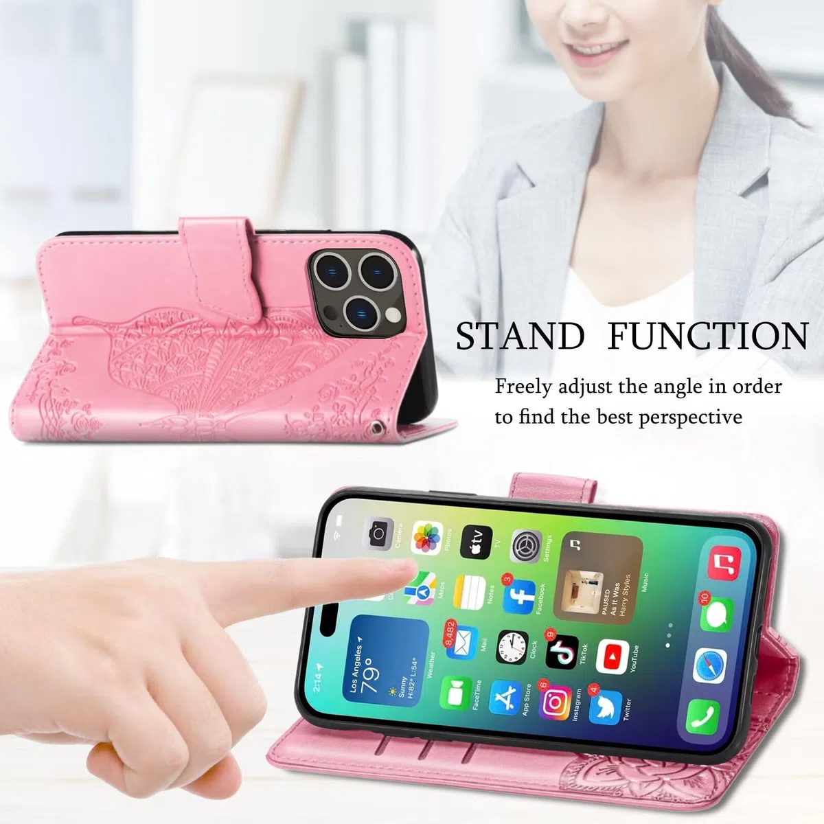 EASSGU Skórzany pokrowiec na telefon do Motorola Moto g35 5G (17,07 cm) Flip-folio Magnetyczne etui z 3 przegrodami na karty, 1 portfelem, odporne na upadki i zarysowania - kolor niebieski