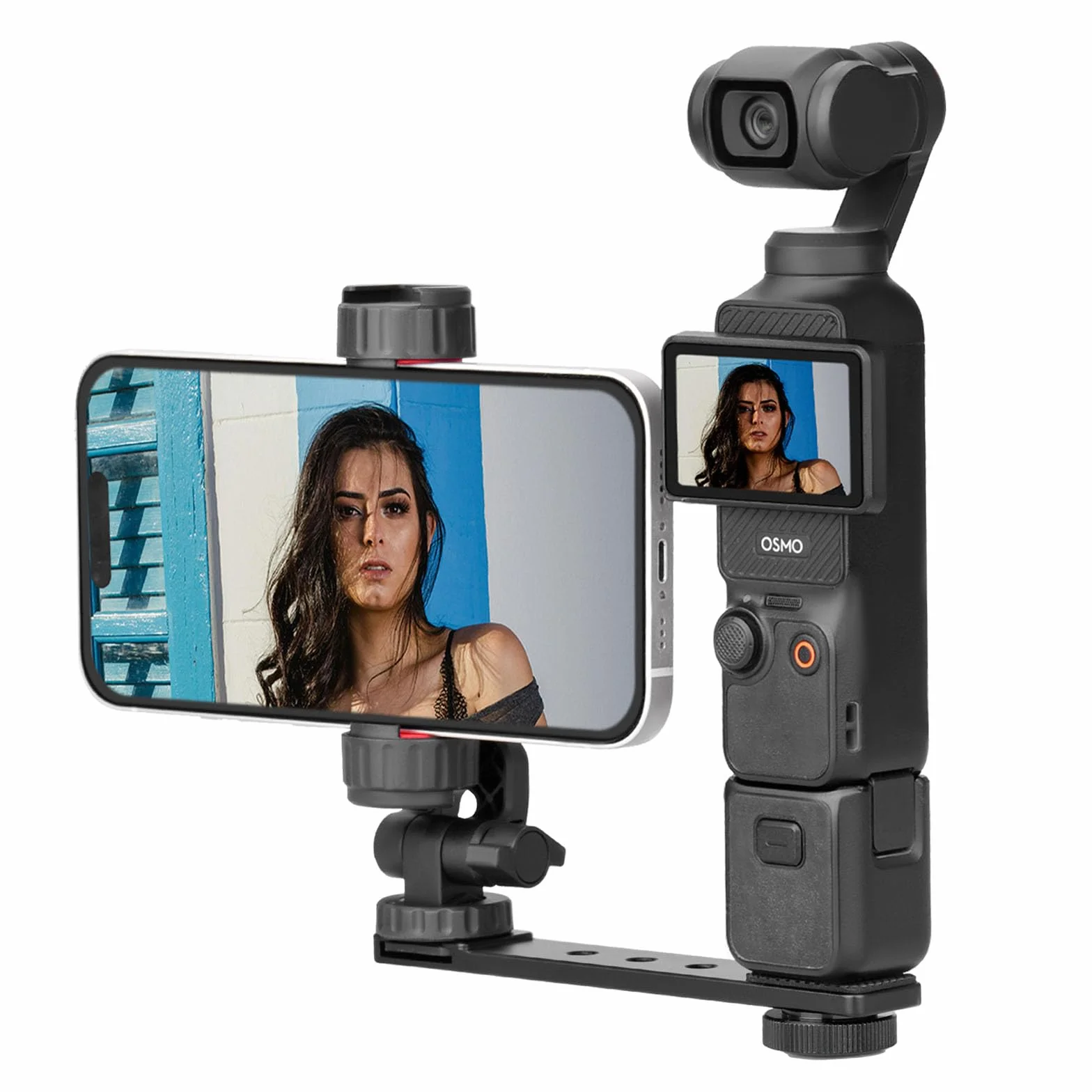 BRDRC Uchwyt na telefon Pocket 3 i klips ze śrubą 1/4 cala i zimną stopką do DJI Osmo Pocket 3 Creator Combo akcesoria