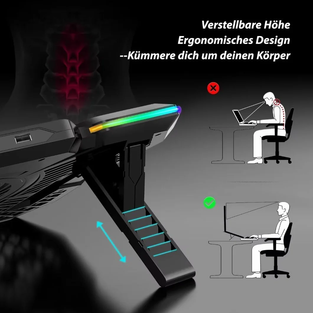LIANGSTAR Podkładka chłodząca 5 wentylatorów 12-17 cali RGB USB