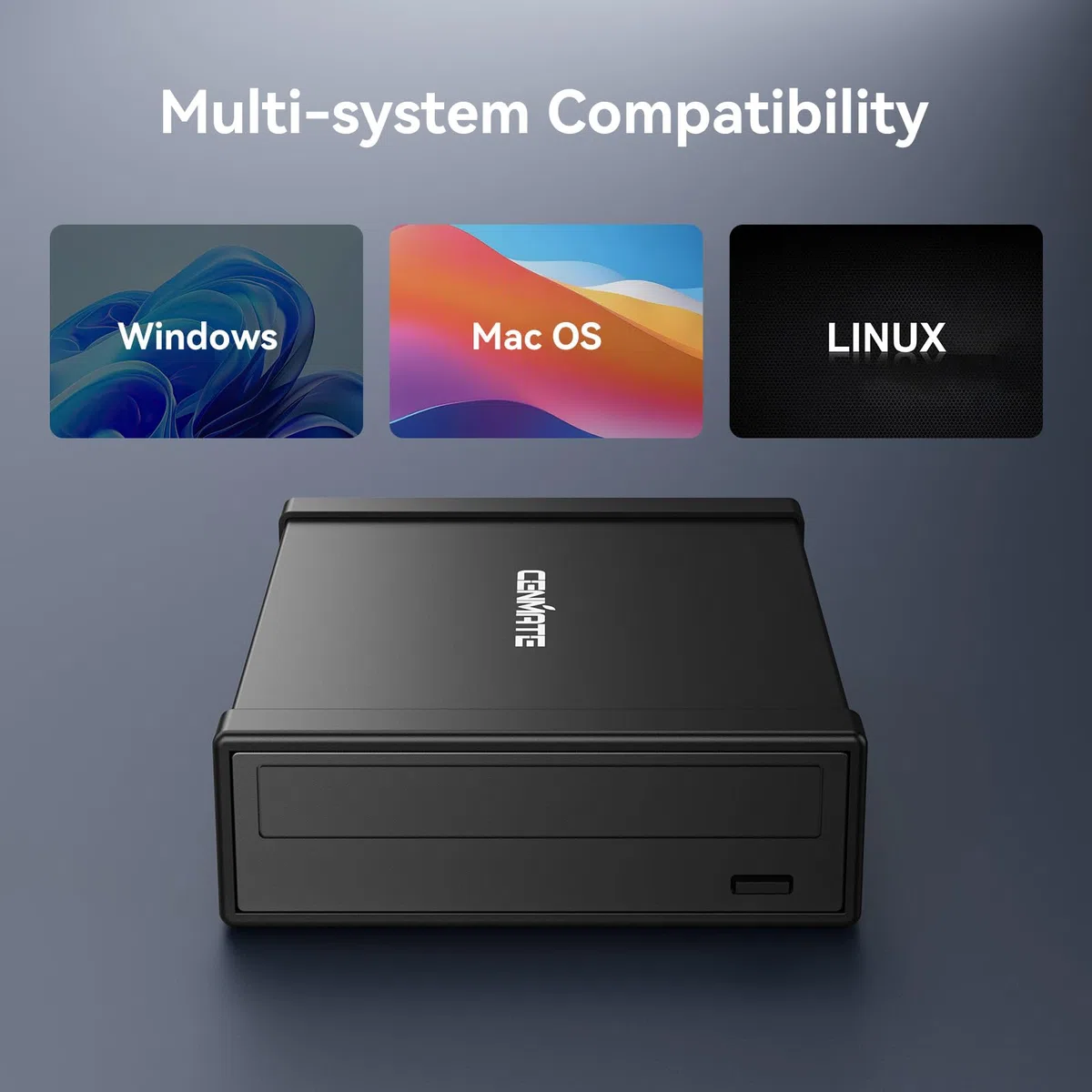 cenmate Obudowa napędu optycznego do napędu Blu-Ray/CD/DVD SATA 13.3 cm, aluminiowa obudowa zewnętrzna z kablem USB A/C 3.0, hot swap (bez napędu, nie obsługuje IDE)