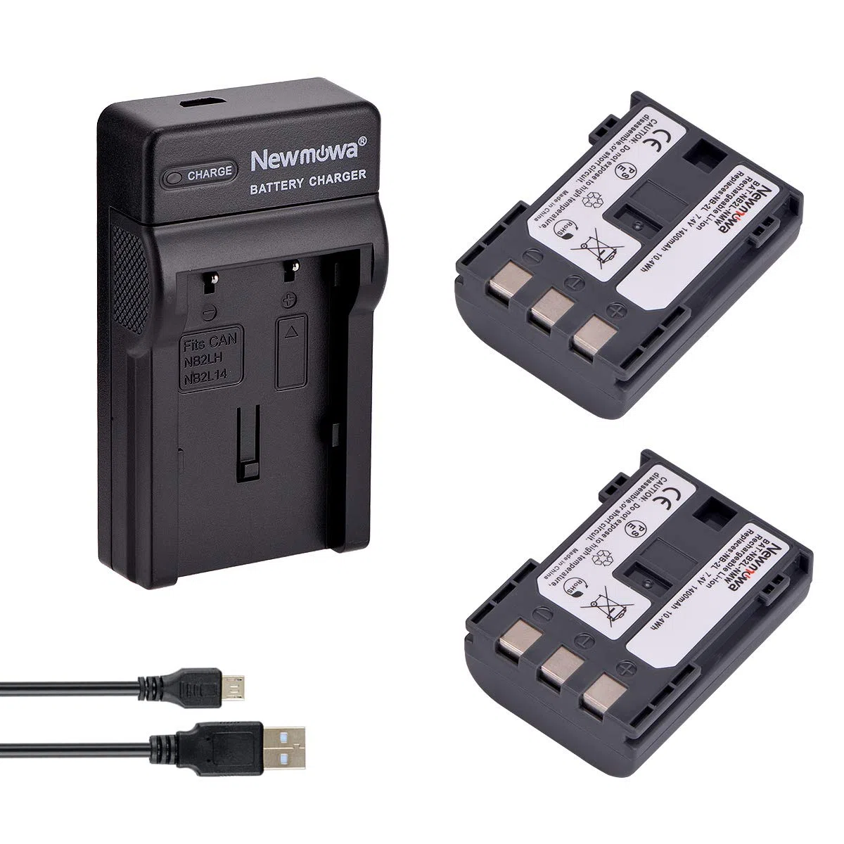 Newmowa NB-2L Bateria zamienna (2-pak) i przenośna ładowarka USB do Canon NB-2L NB-2LH BP-2L5 BP-2LH i Canon DC301 DC310 DC320 DC330 DC410 DC420 Elura 40 50 60 65 70 80 85 90 EOS 3500 D