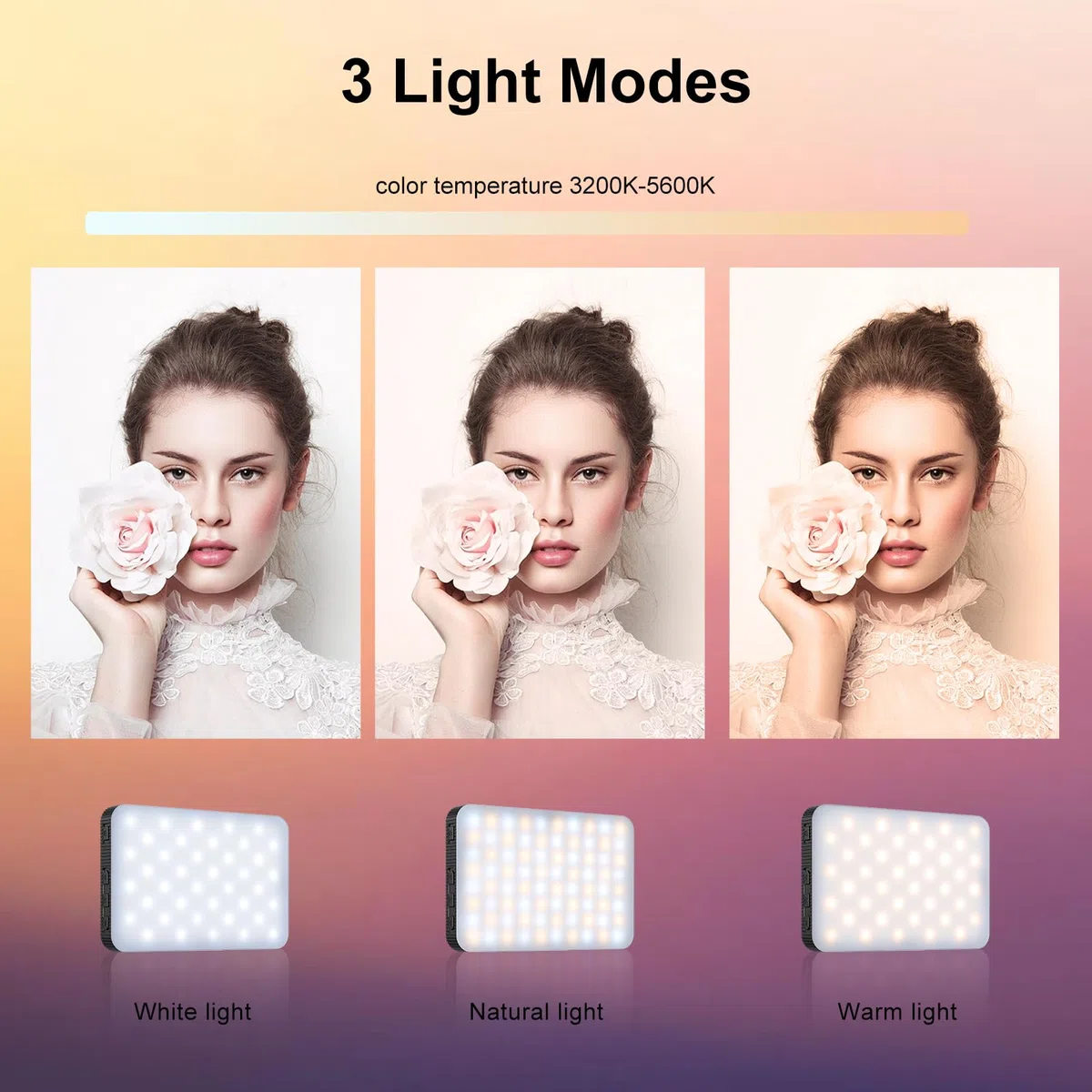Ma King Lampa do selfie LED Clip 3 tryby kolorów Int Light Sensor Akumulator 2000 mAh Do wideokonferencji/TikTok na żywo