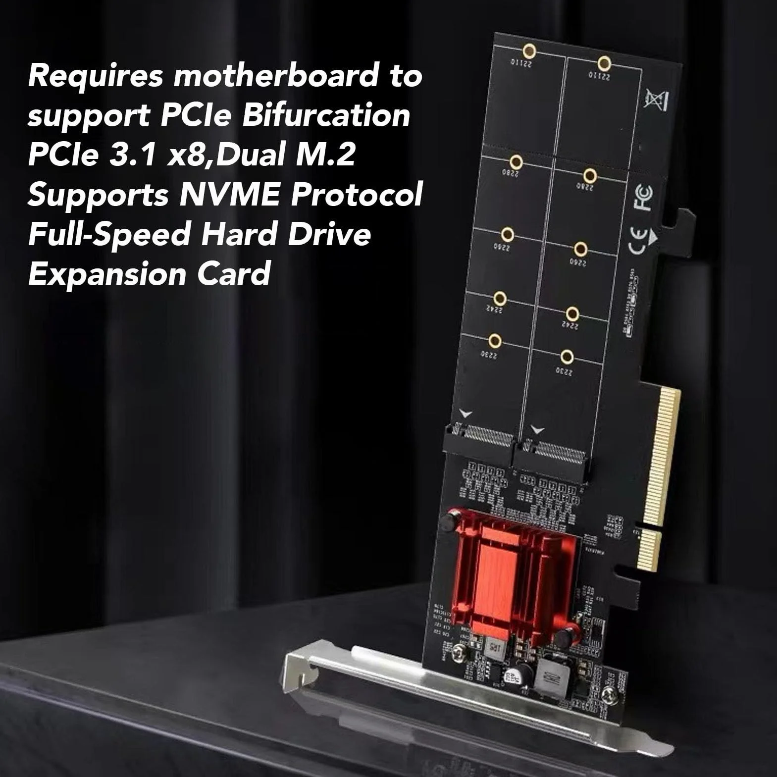 CCYLEZ Podwójny Adapter NVMe PCIe 3.1 X8 X16 | M.2 NVMe SSD na kartę PCIe dla Klucza M 2230-22110