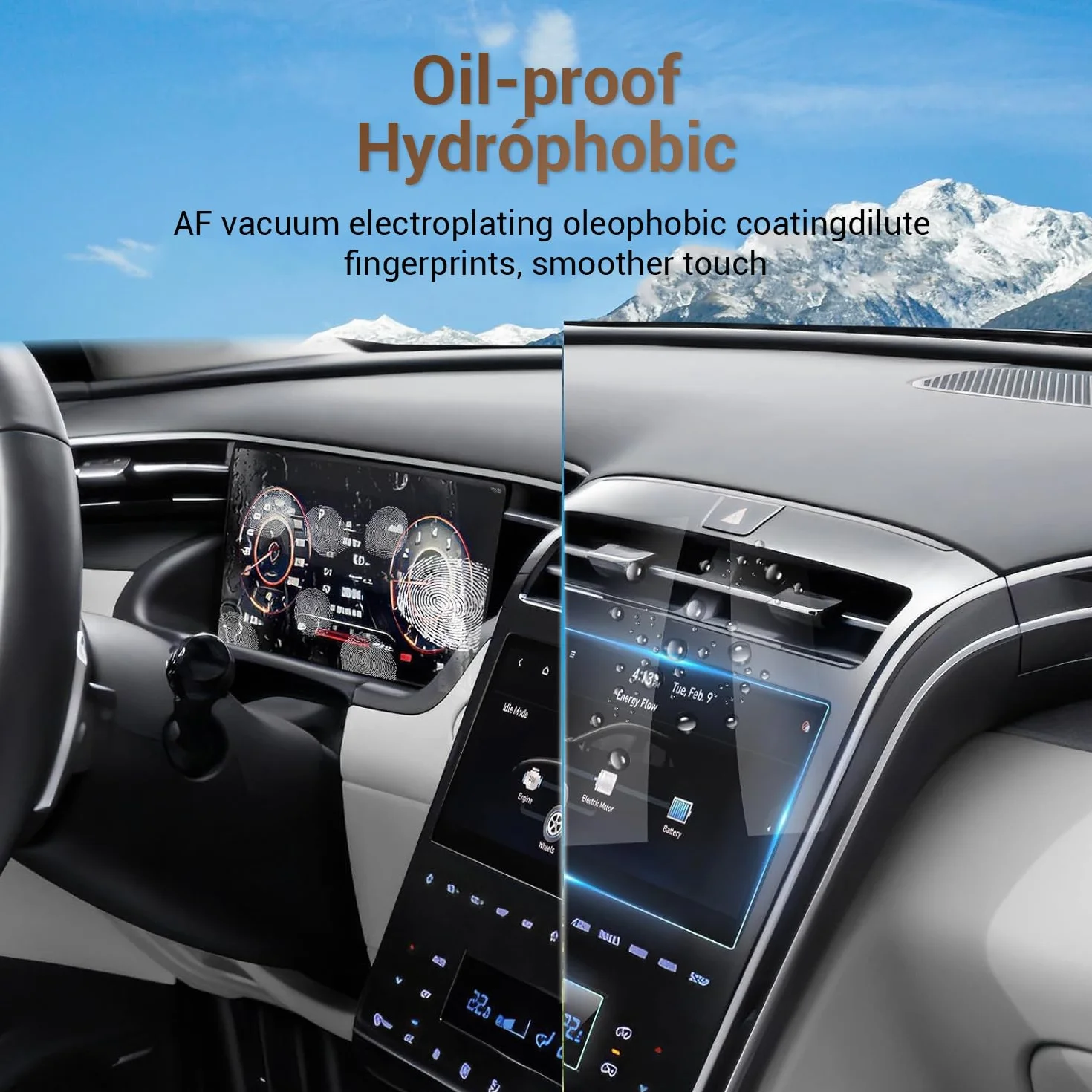 YEE PIN Kompatybilny z Hyundai Tucson NX4 2021-2024, szkło hartowane 9H, folia ochronna na wyświetlacz, akcesoria Hyundai (nawigacja + ochrona wyświetlacza deski rozdzielczej + folia klimatyzacji)